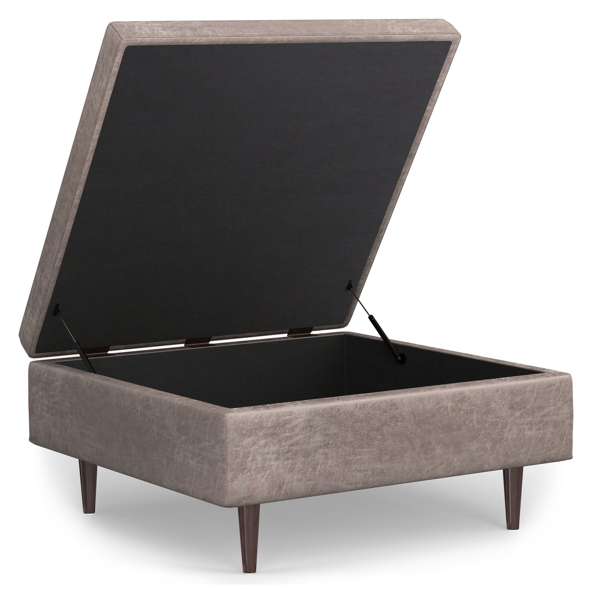 Shay - Large Square Coffee Table Storage Ottoman Mid-Century Style - Image 31