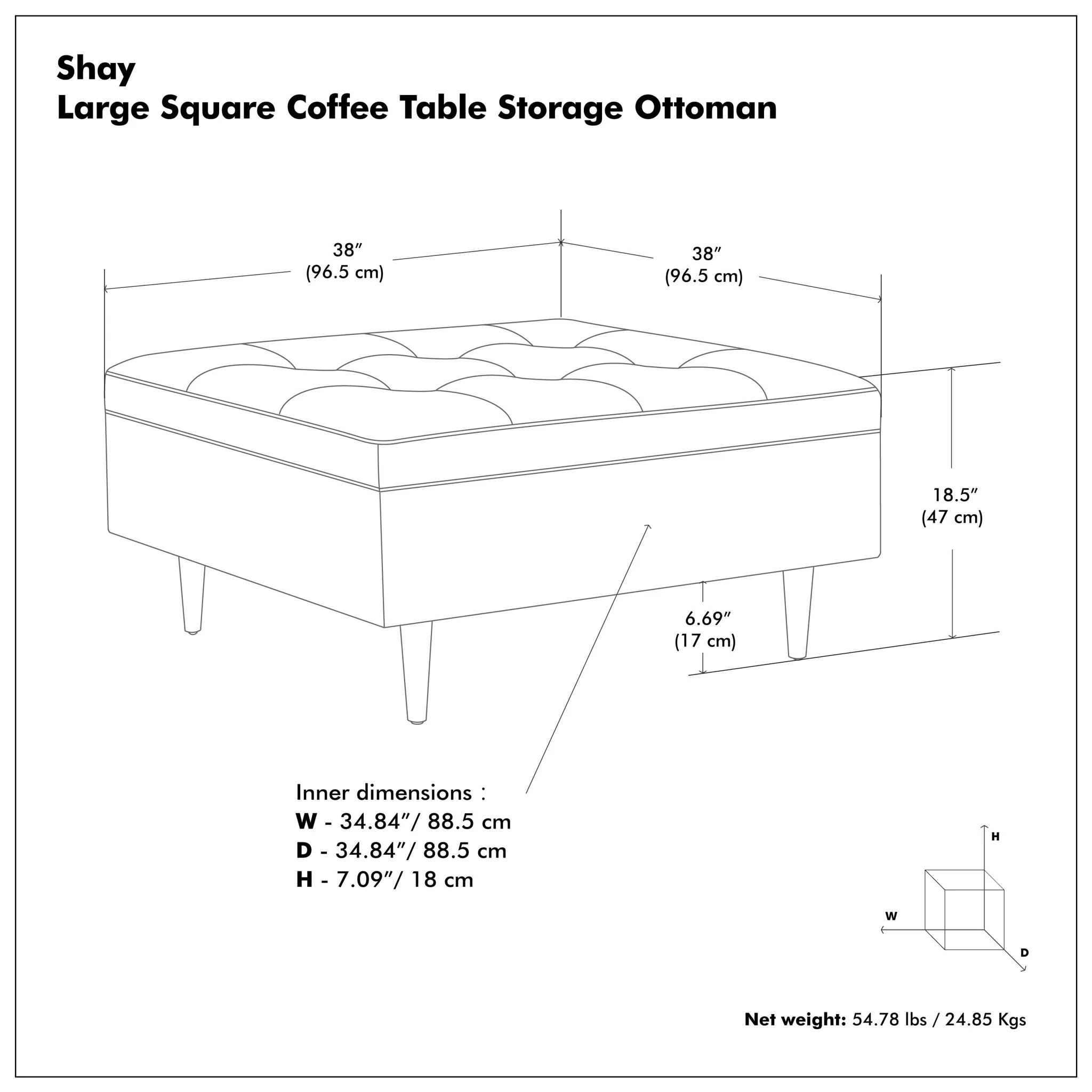 Shay - Large Square Coffee Table Storage Ottoman Mid-Century Style - Image 36