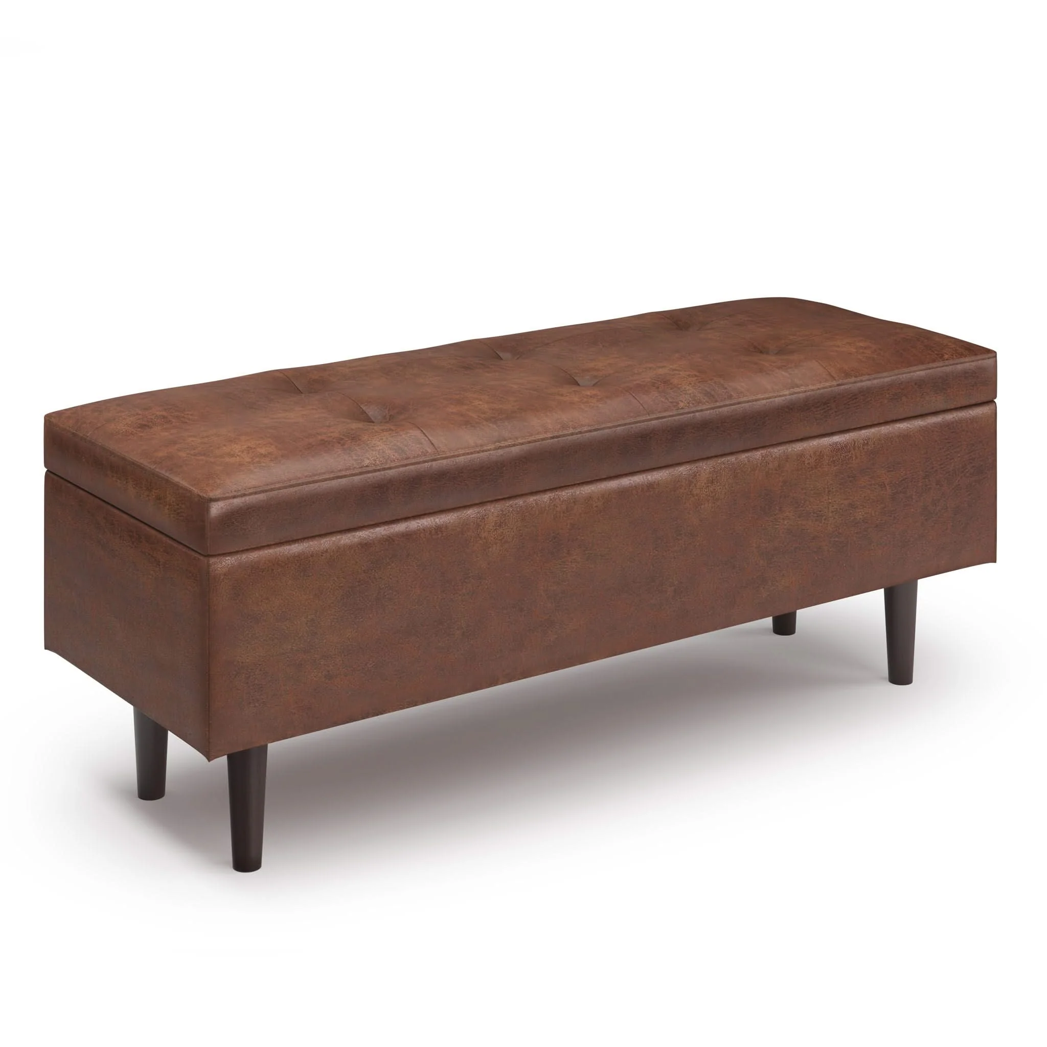 Shay - Large Square Coffee Table Storage Ottoman Mid-Century Style - Image 6