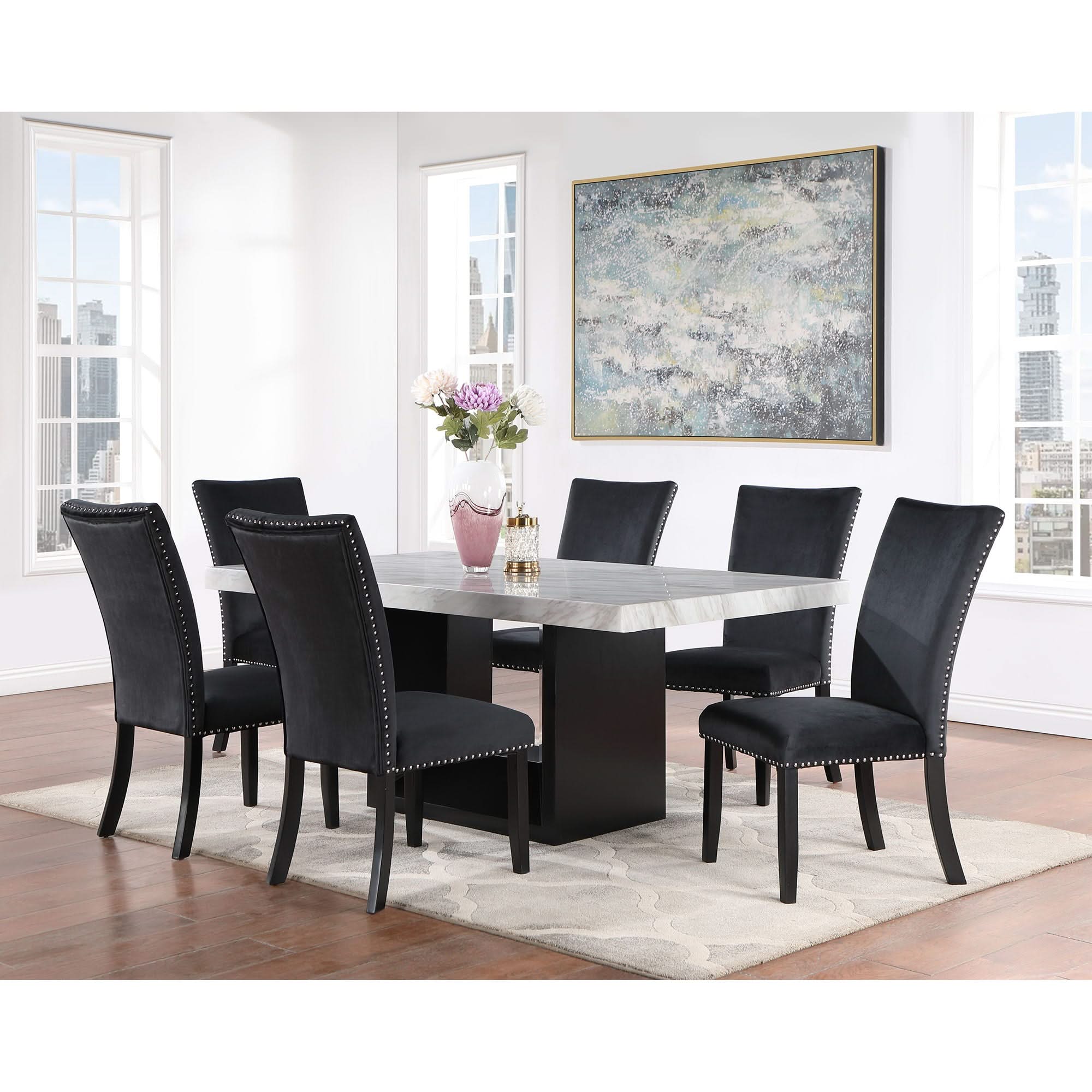 Sheena - 5 Pieces Dining Table Set - Black - Image 3