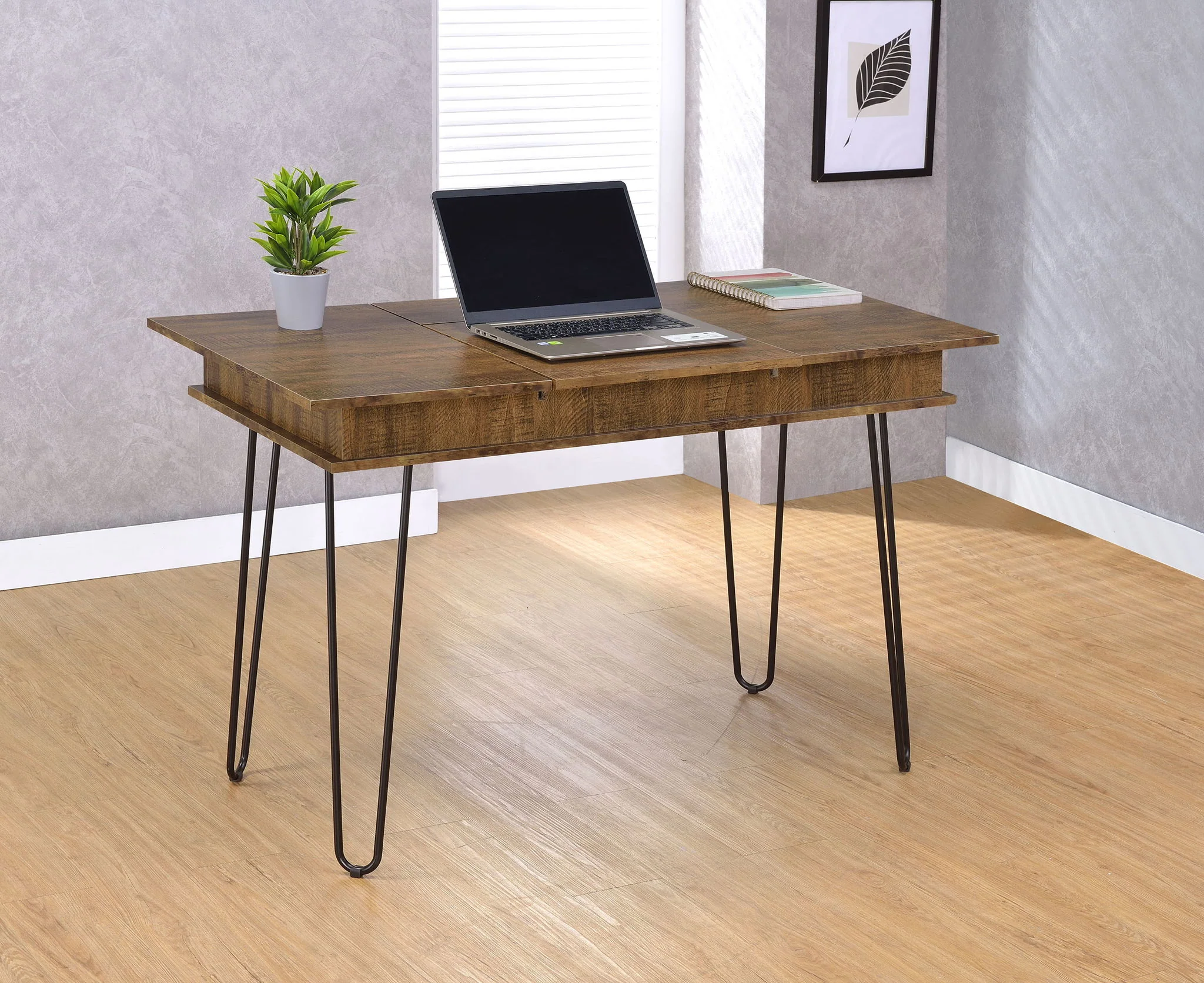 Sheeran 47-inch Writing Desk with Storage Rustic Amber - Image 4