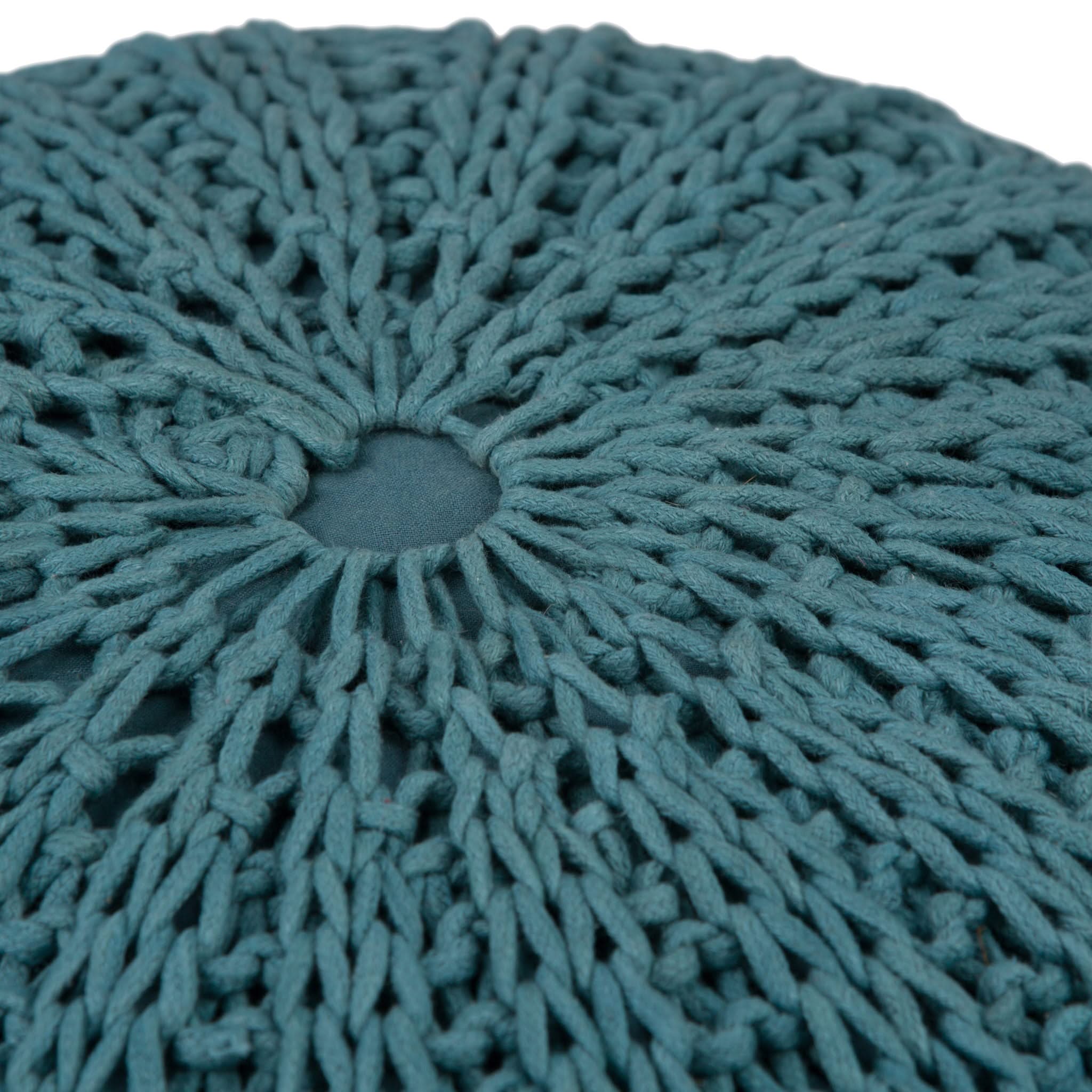Shelby - Handcrafted Hand Knit Round Pouf - Image 2