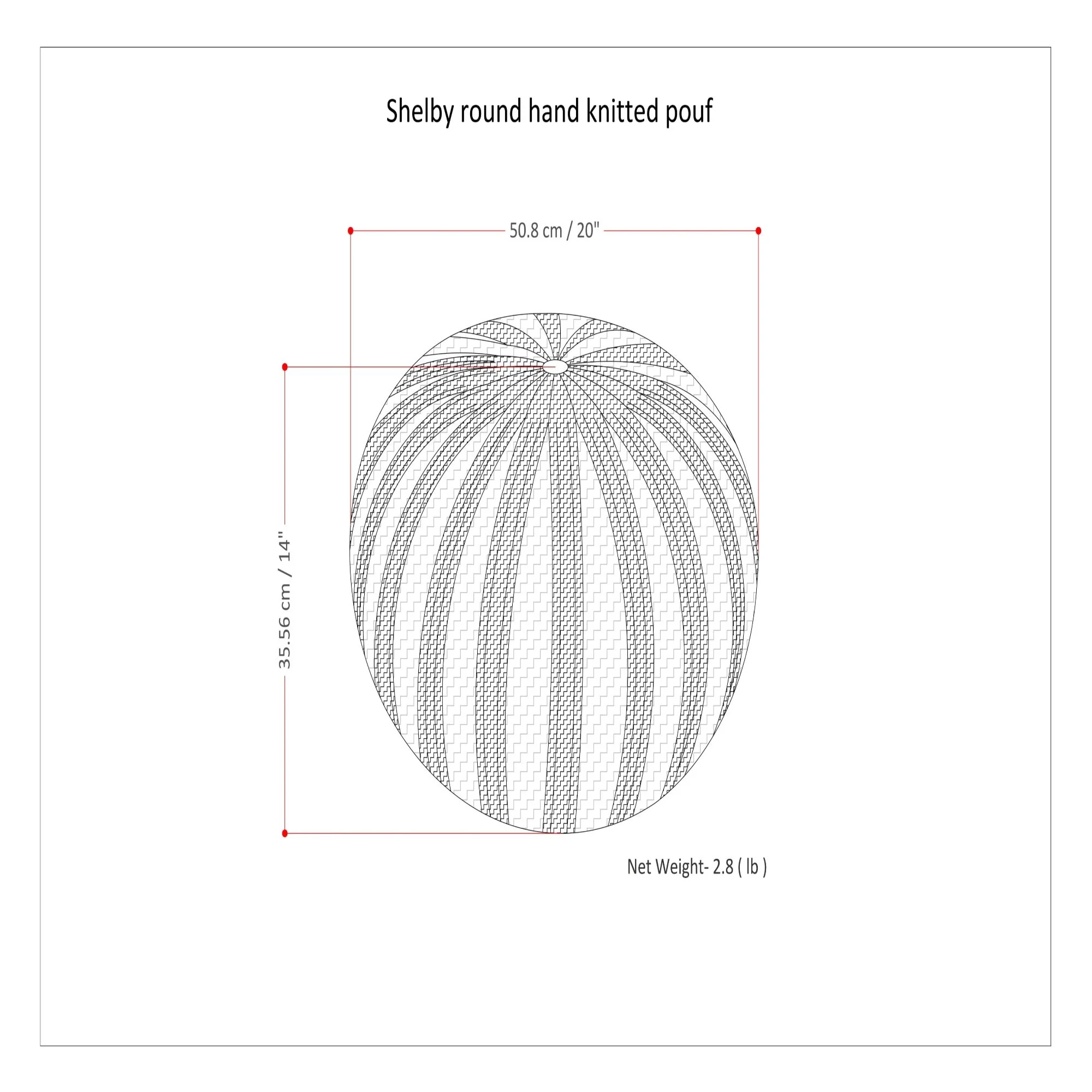 Shelby - Handcrafted Hand Knit Round Pouf - Image 3
