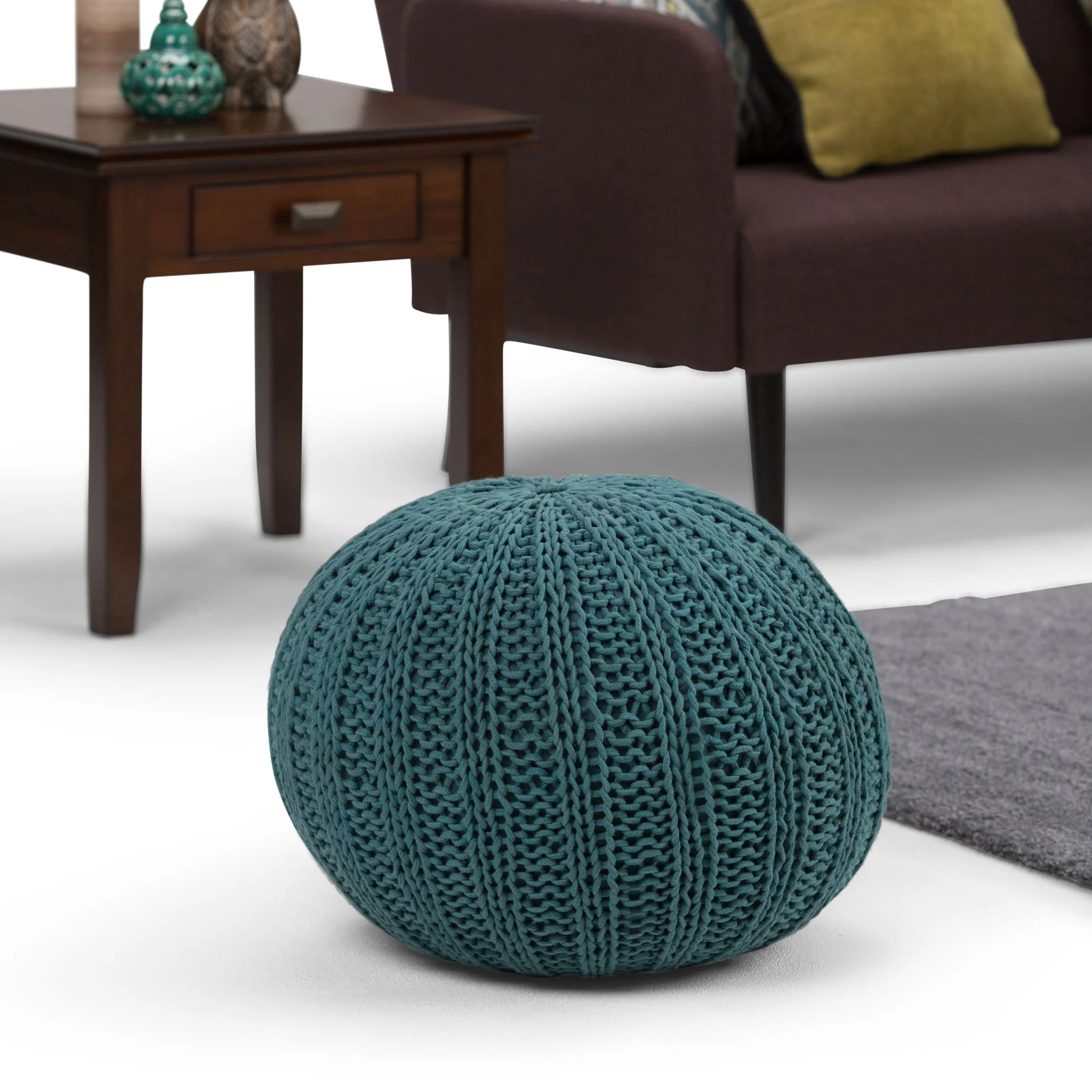 Shelby - Handcrafted Hand Knit Round Pouf - Image 4