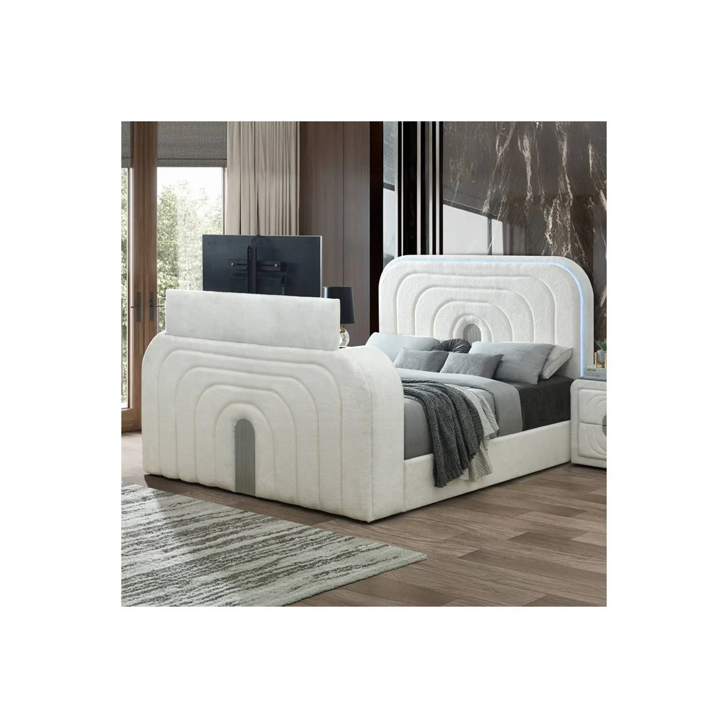 Shelyn - Bed With LED, TV Stand, Fireplace & Bluetooth - Image 5