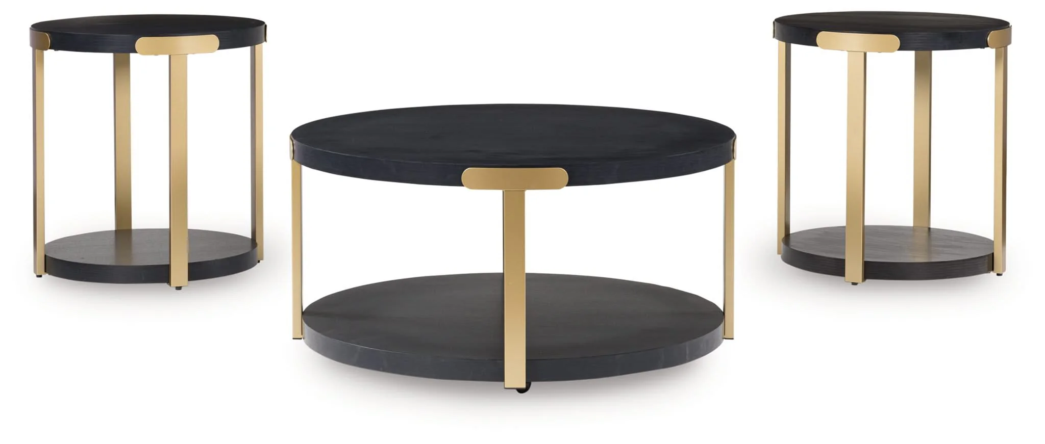 Shylore - Occasional Table Set (Set of 3) - Black / Brass Finish - Image 2