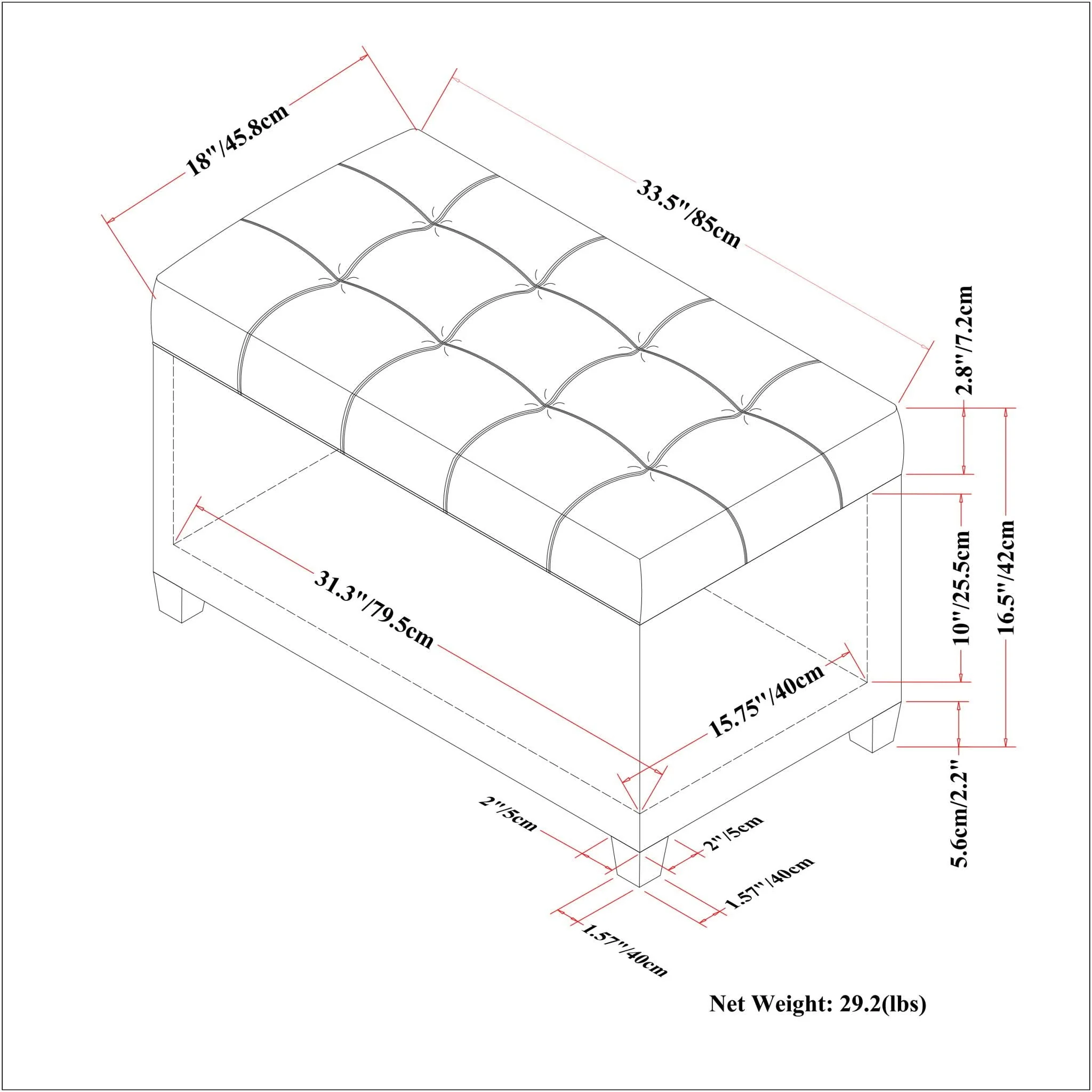 Sienna - Transitional Storage Ottoman Bench - Image 4