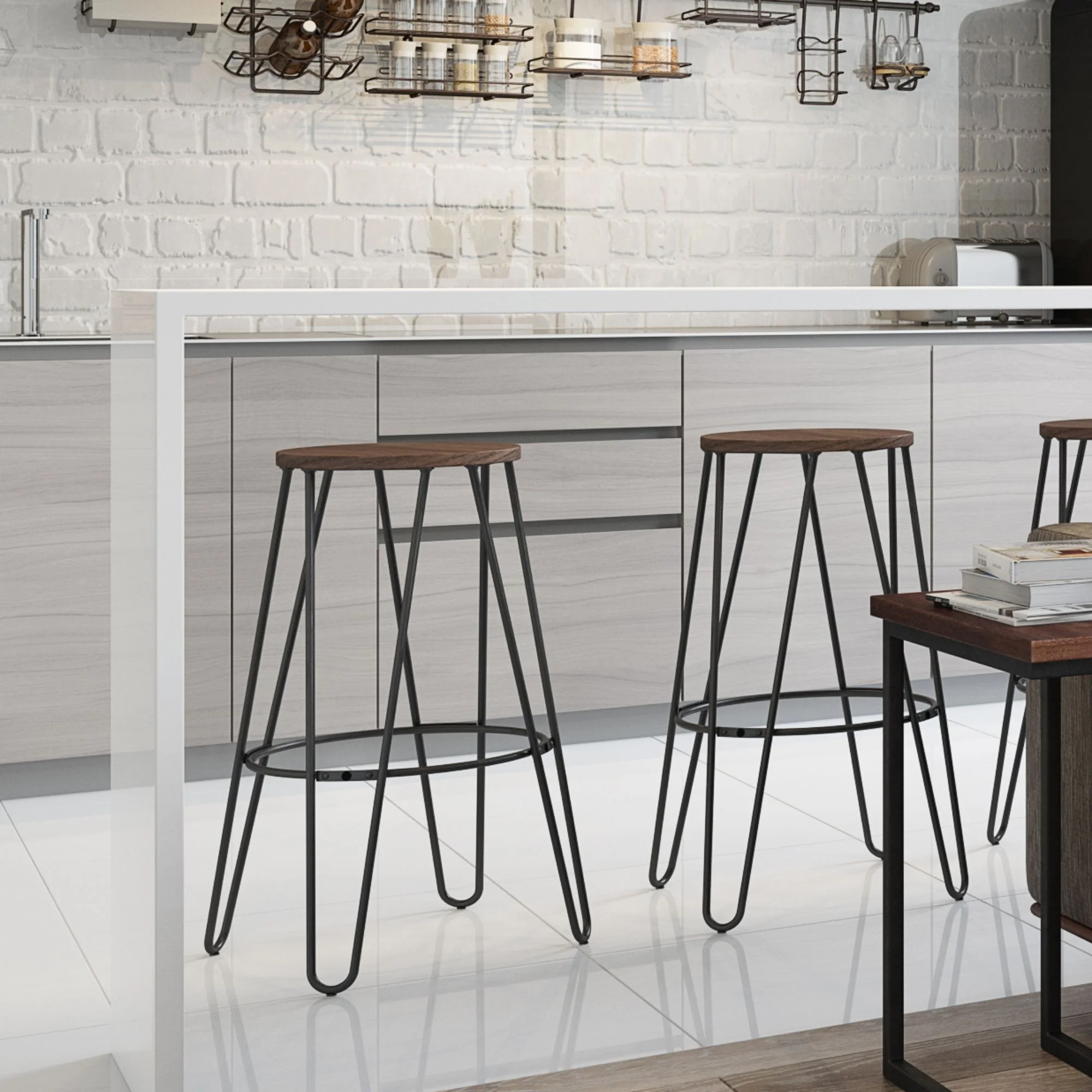 Simeon - Multifunctional Metal Stool With Wood Seat - Image 16