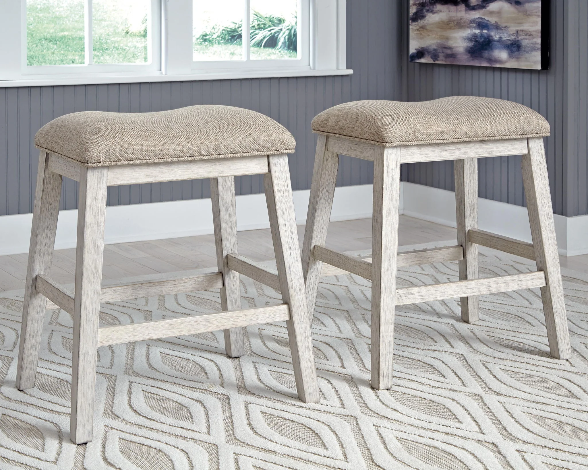 Skempton - Upholstered Stool (Set of 2) - White - Image 2