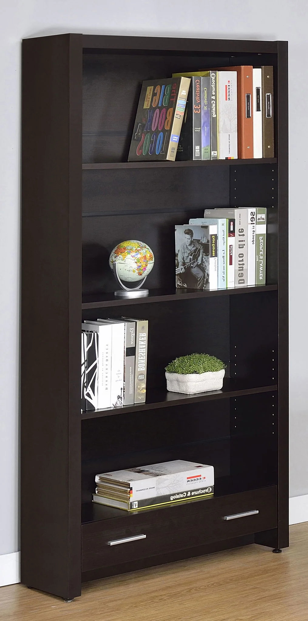 Skylar 71-inch 5-shelf Bookcase with Drawer Cappuccino - Image 4