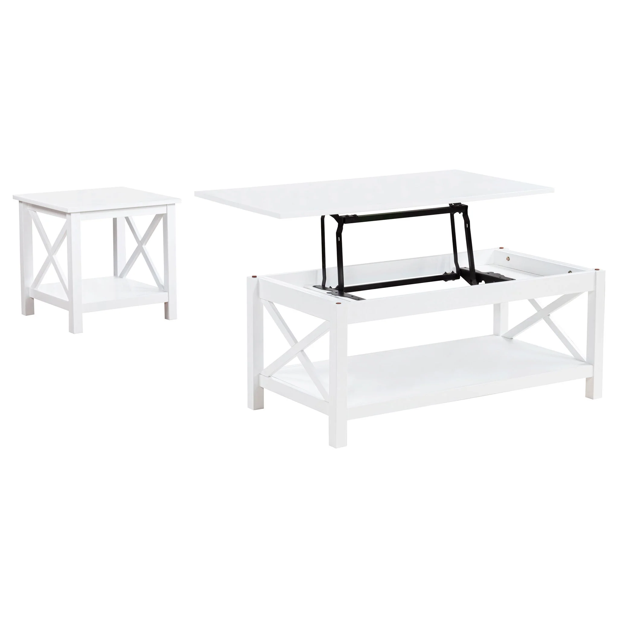 Skyview 2-piece Rectangular Lift Top Coffee Table Set White - Image 4