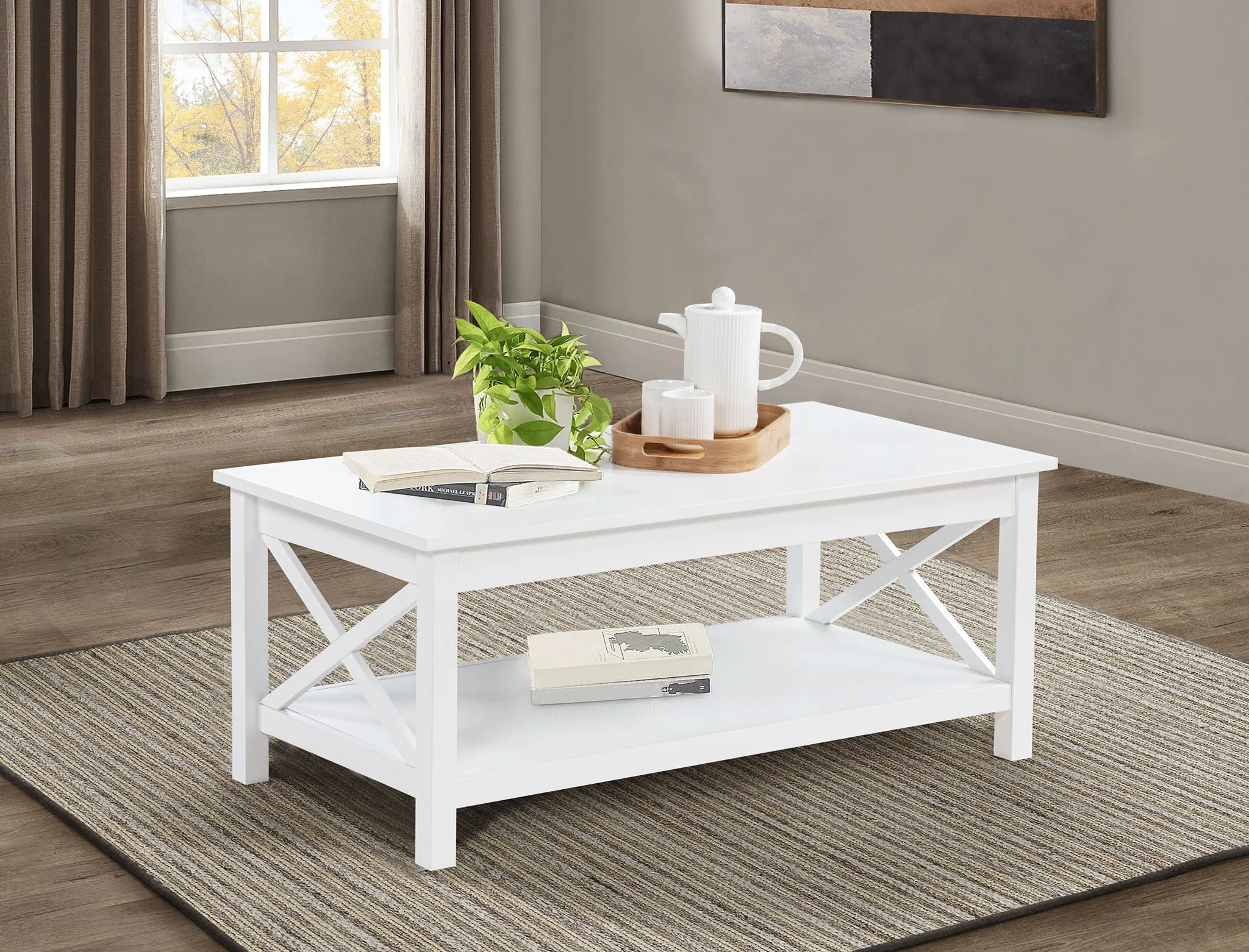 Skyview 44-inch Rectangular Lift Top Coffee Table White - Image 3