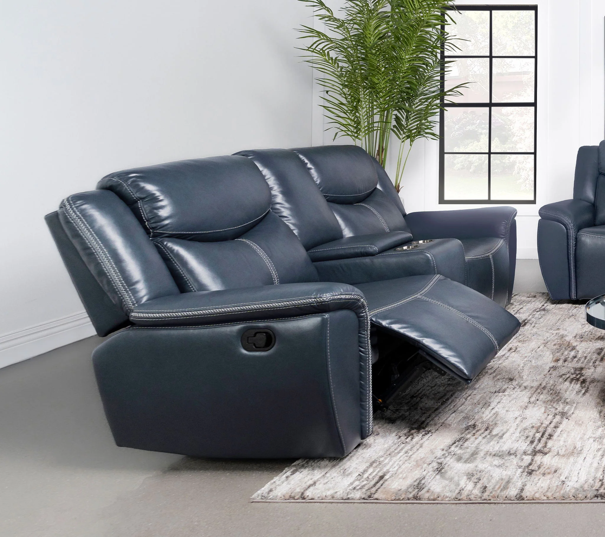 Sloane Upholstered Padded Arm Reclining Loveseat Blue - Image 3