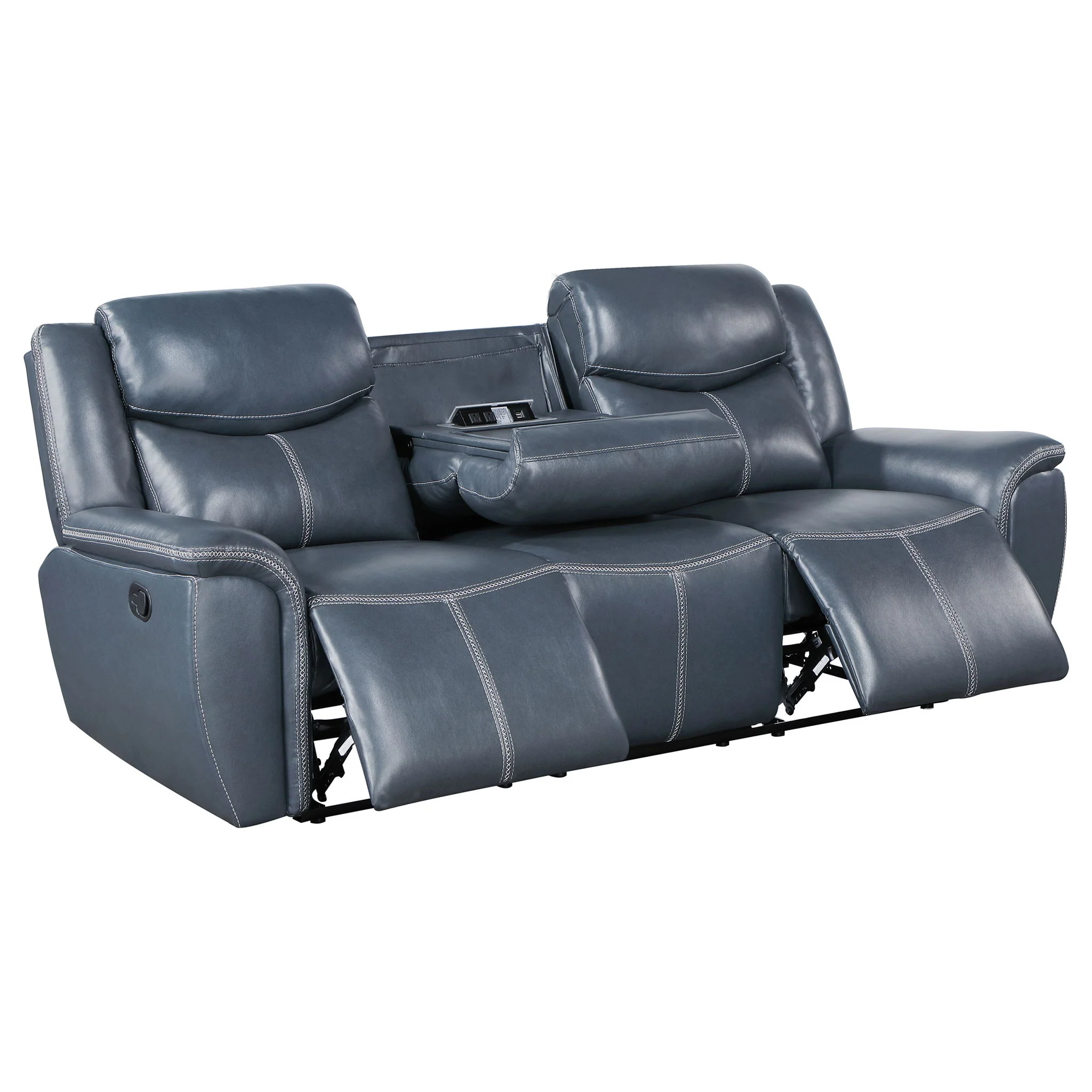 Sloane Upholstered Padded Arm Reclining Sofa Blue - Image 3