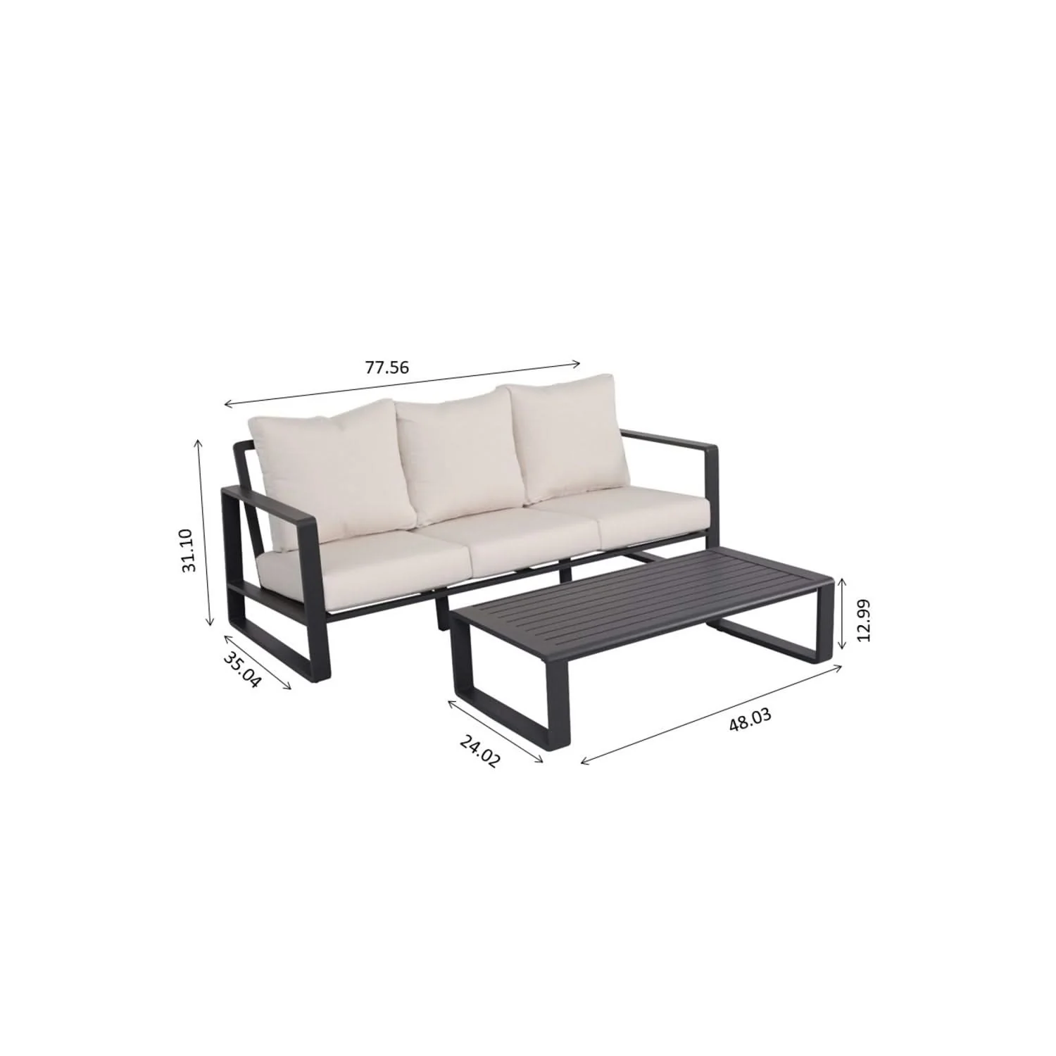 Sofa With Rectangular Coffee Table - Image 7