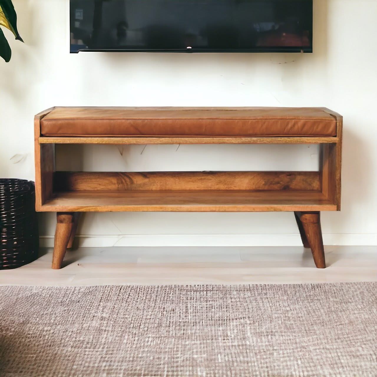 Solid Wood Bench With Upholstered Sea - Image 3