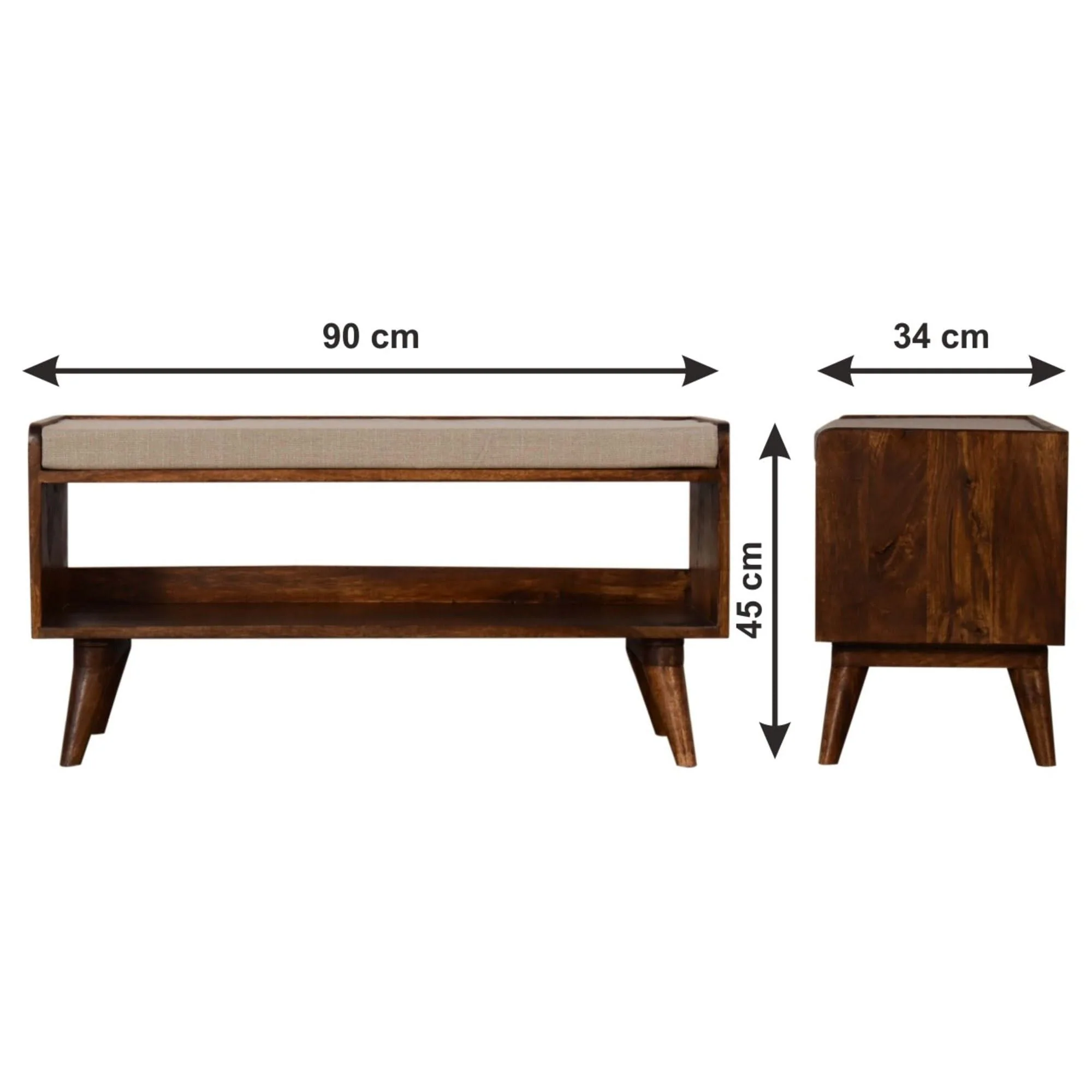 Solid Wood Bench With Upholstered Sea - Image 6