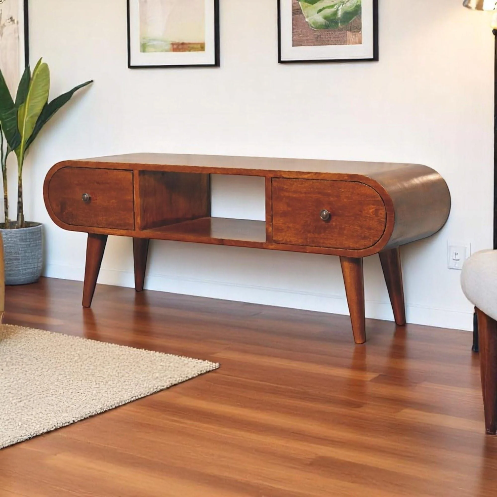 Solid Wood Circular TV Unit - Image 3
