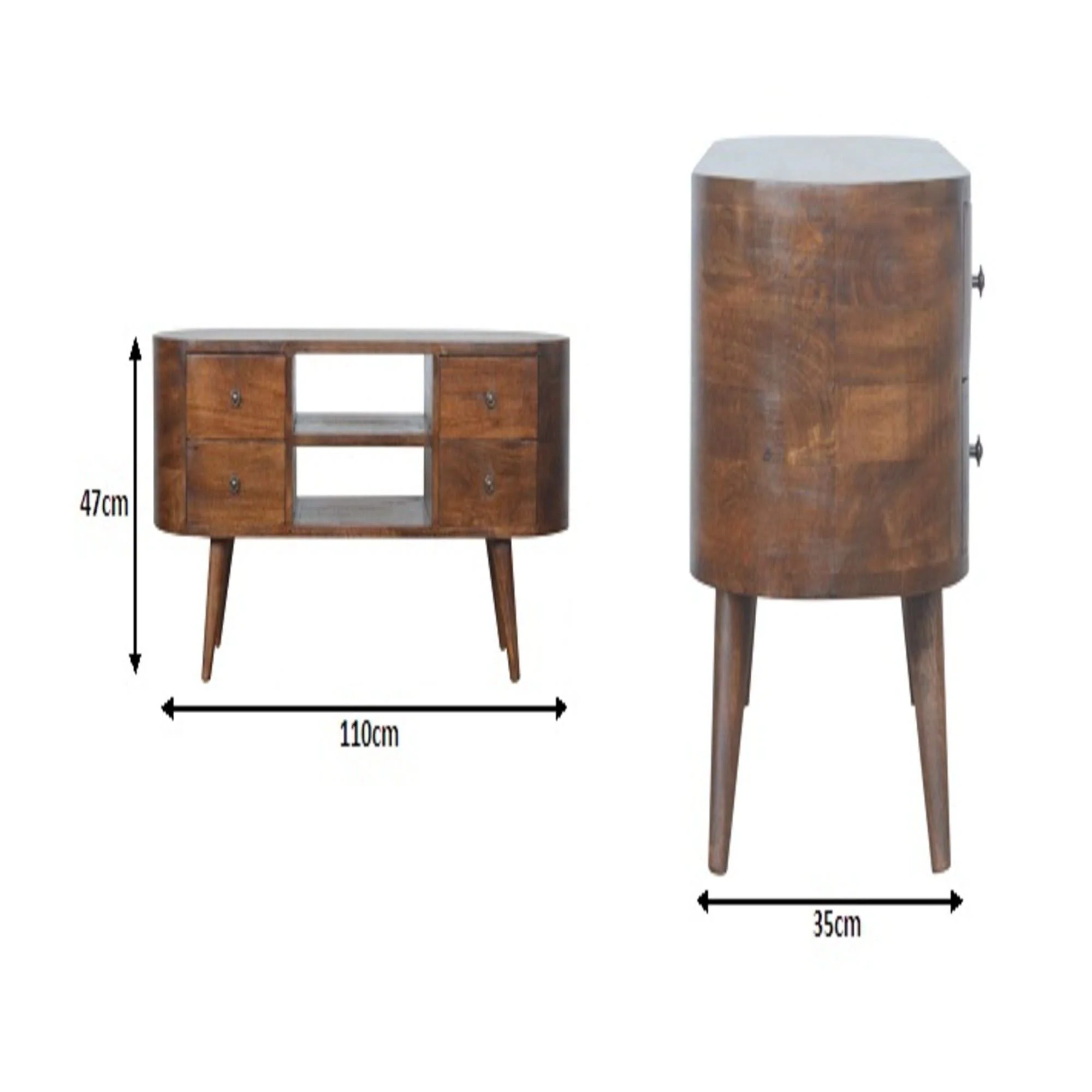 Solid Wood Rounded Entertainment Unit - Image 4