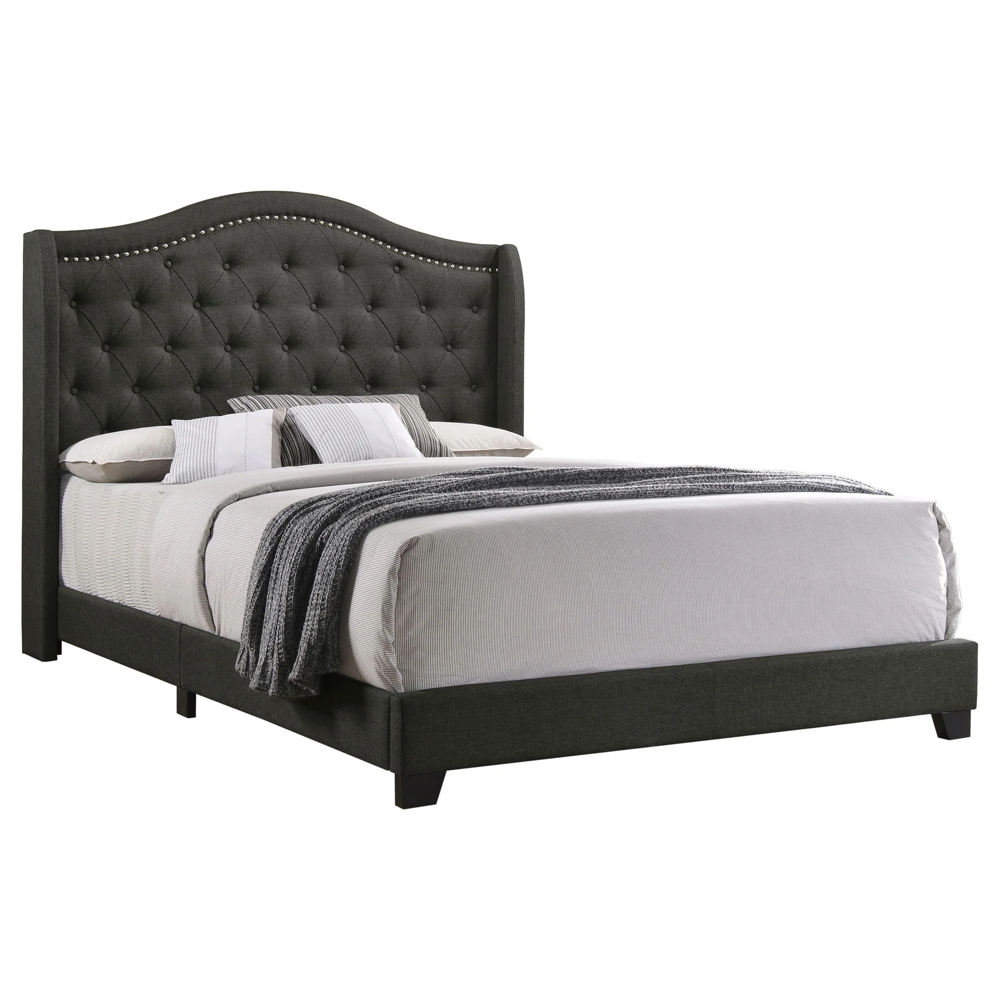 Sonoma Upholstered Eastern King Wingback Bed Grey - Image 2