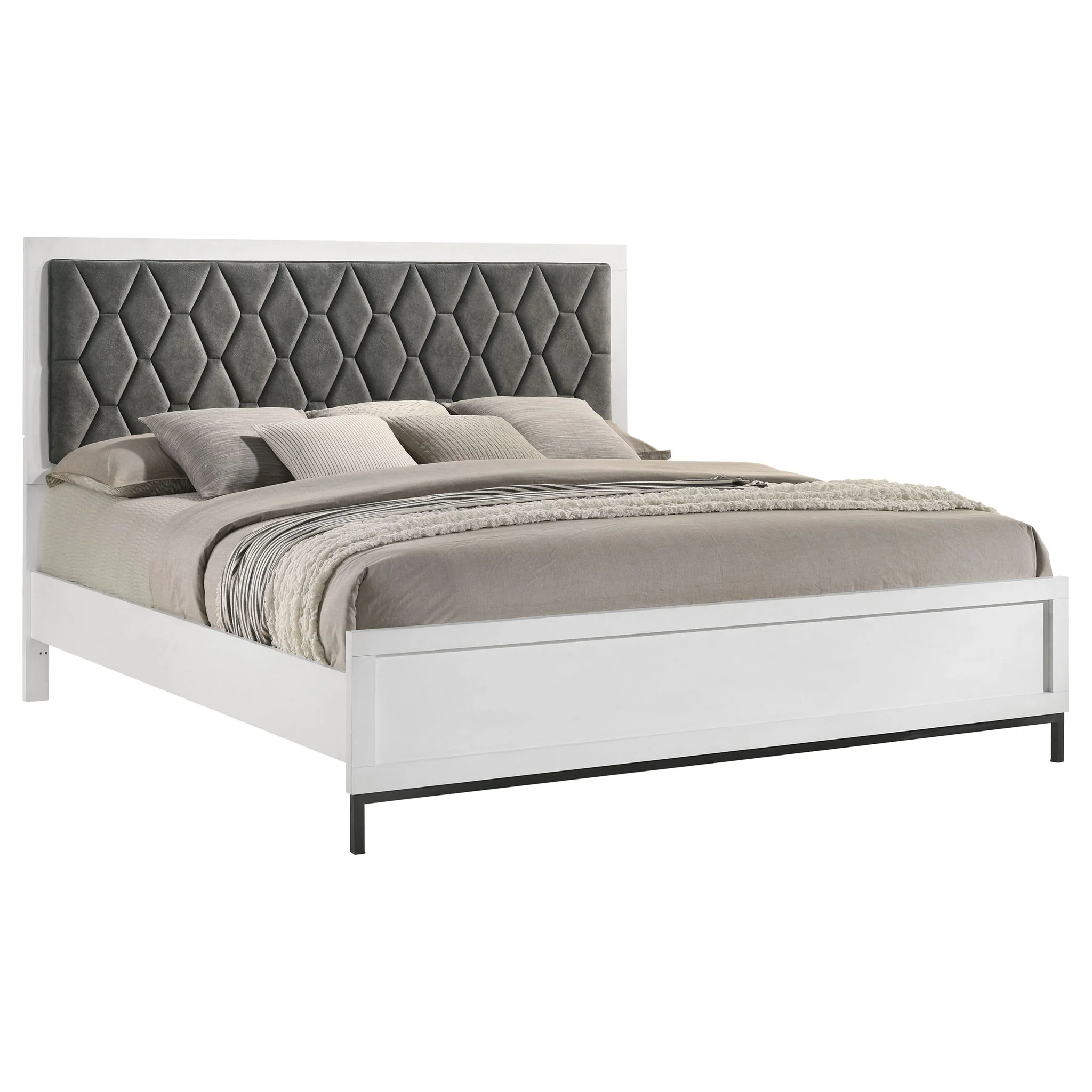 Sonora California King Upholstered Panel Bed White - Image 3