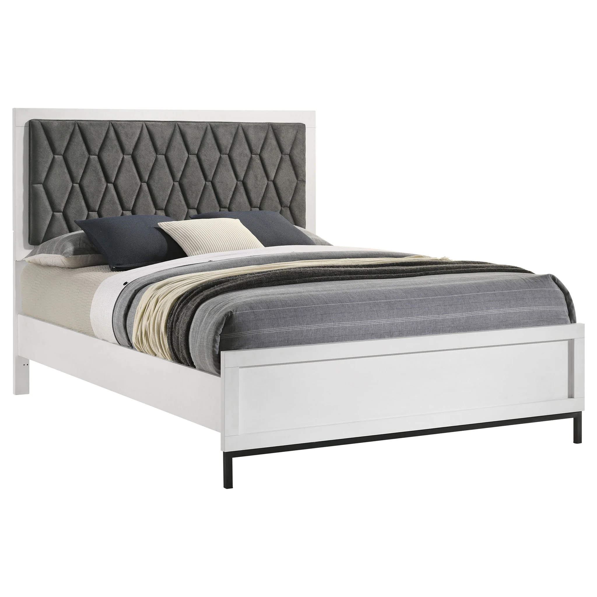 Sonora Queen Upholstered Panel Bed White - Image 3
