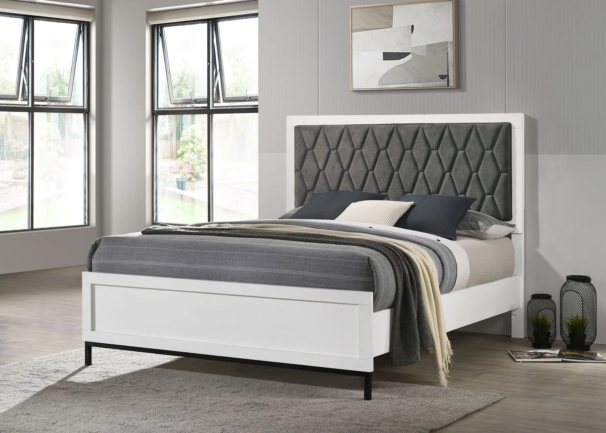 Sonora Queen Upholstered Panel Bed White - Image 4