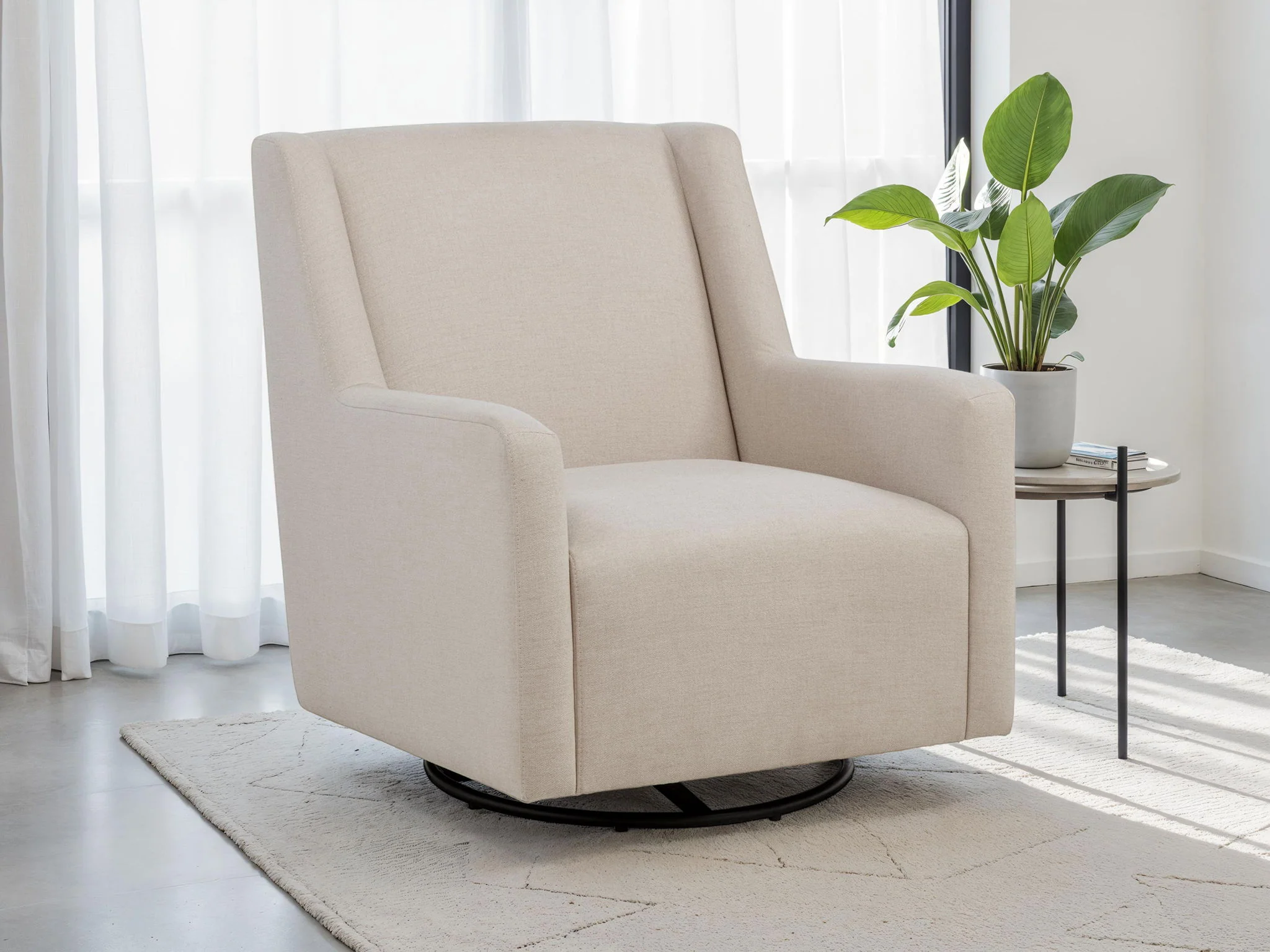 Sorrel Fabric Upholstered Swivel Glider Arm Chair Latte - Image 4