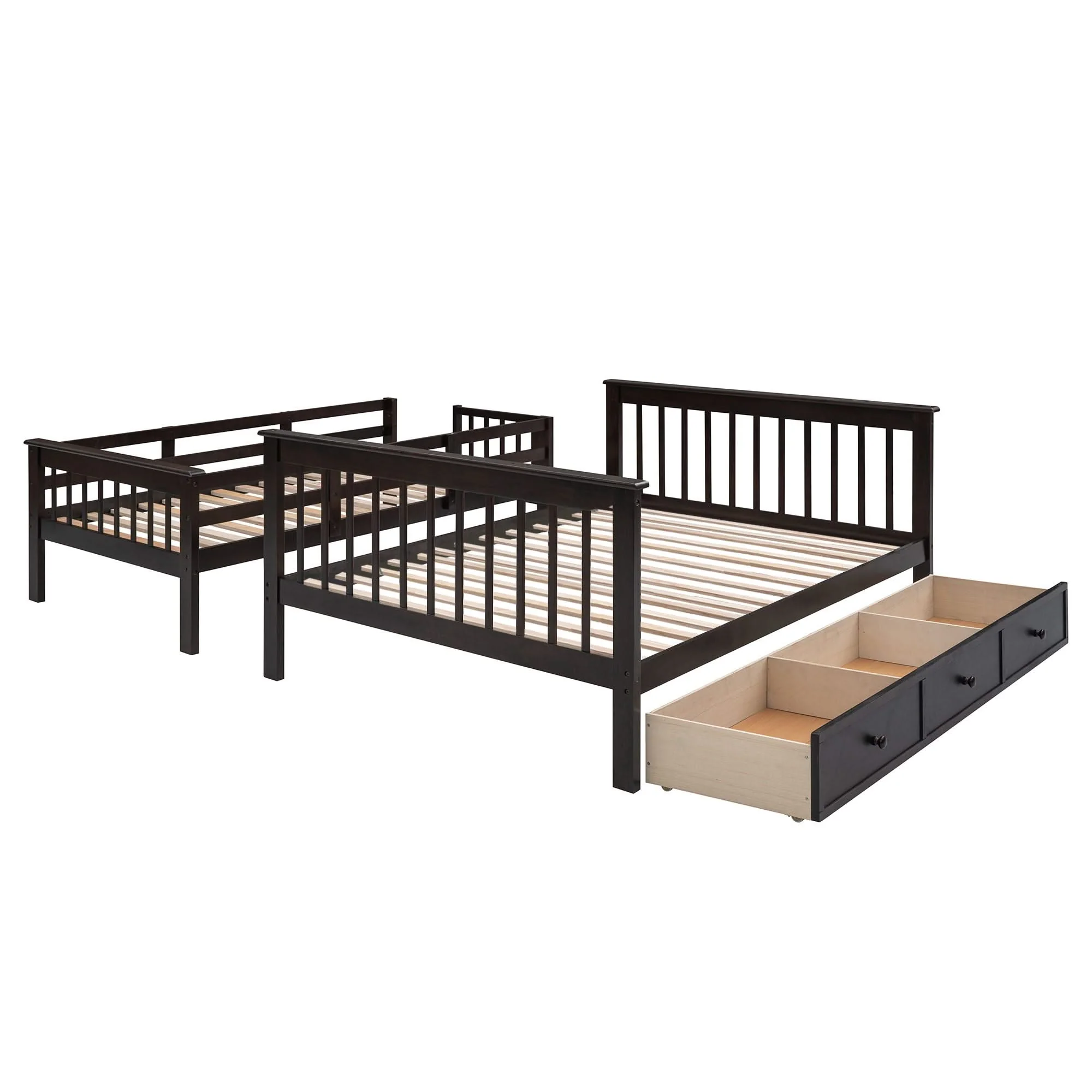 Stairway Bunk Bed With Storage And Guard Rail For Bedroom - Image 23
