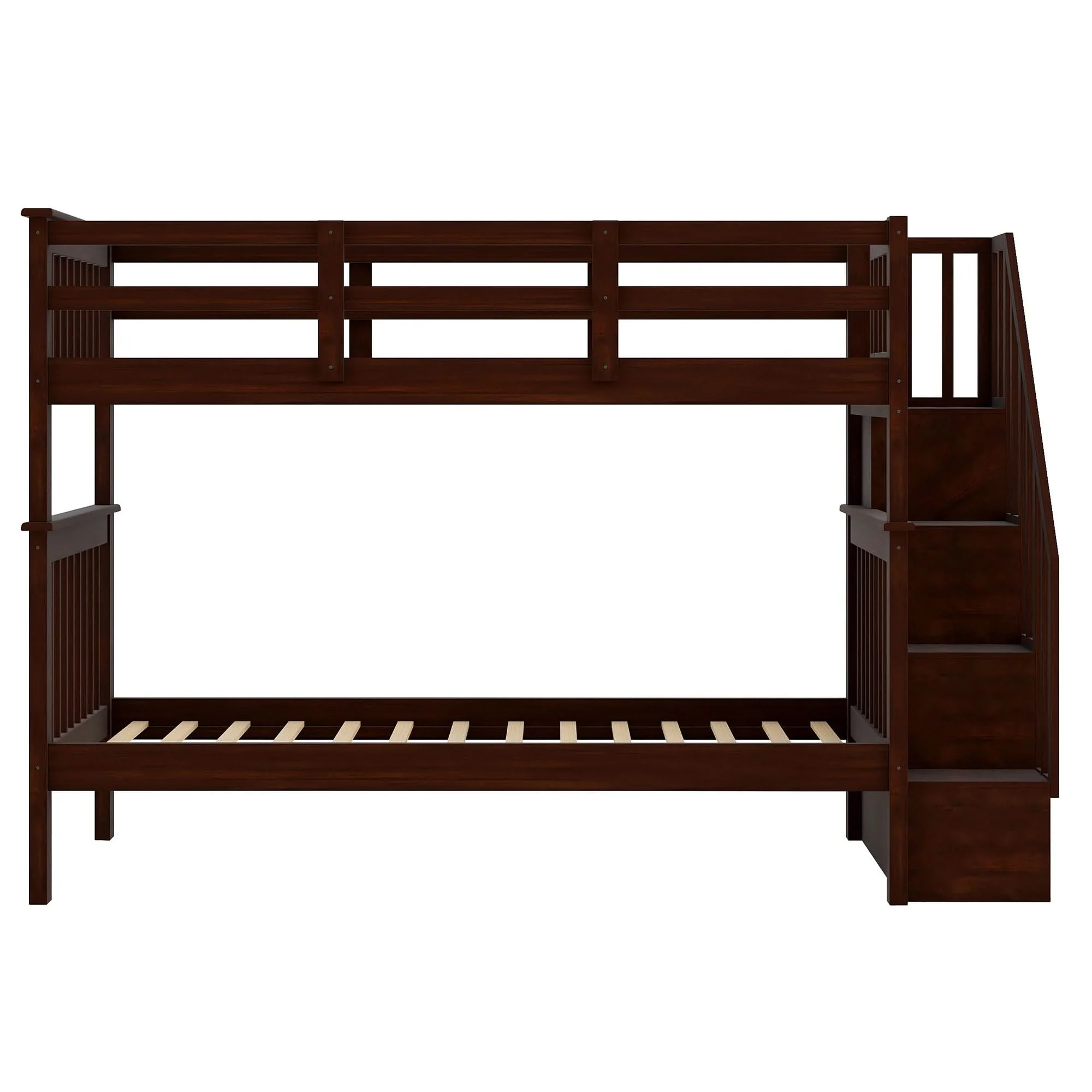 Stairway Bunk Bed With Storage And Guard Rail For Bedroom - Image 24