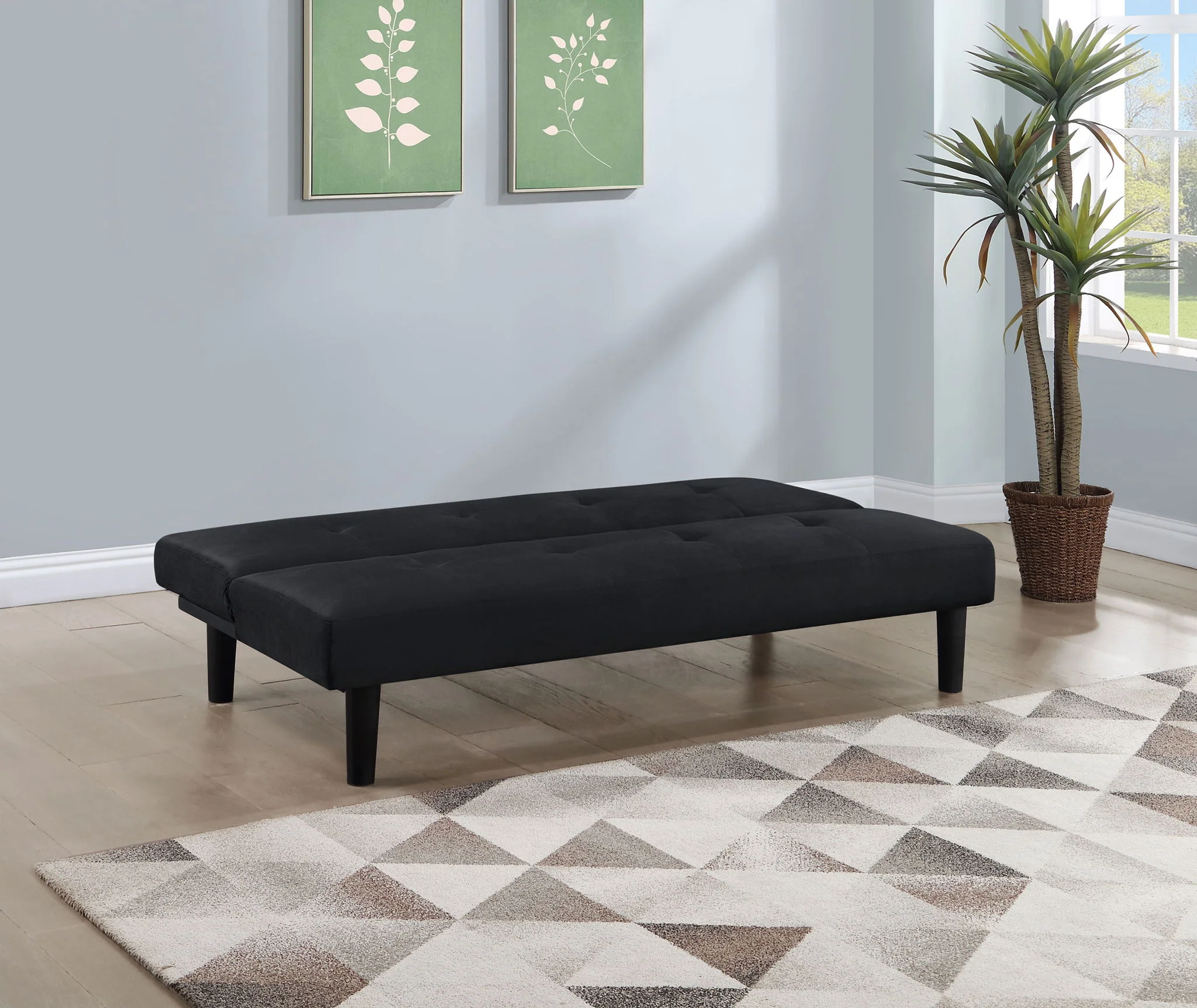 Stanford Upholstered Tufted Convertible Sofa Bed Black - Image 4