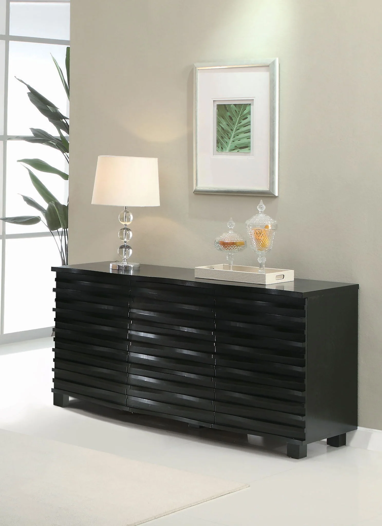 Stanton 3-drawer Sideboard Buffet Storage Cabinet Black - Image 4
