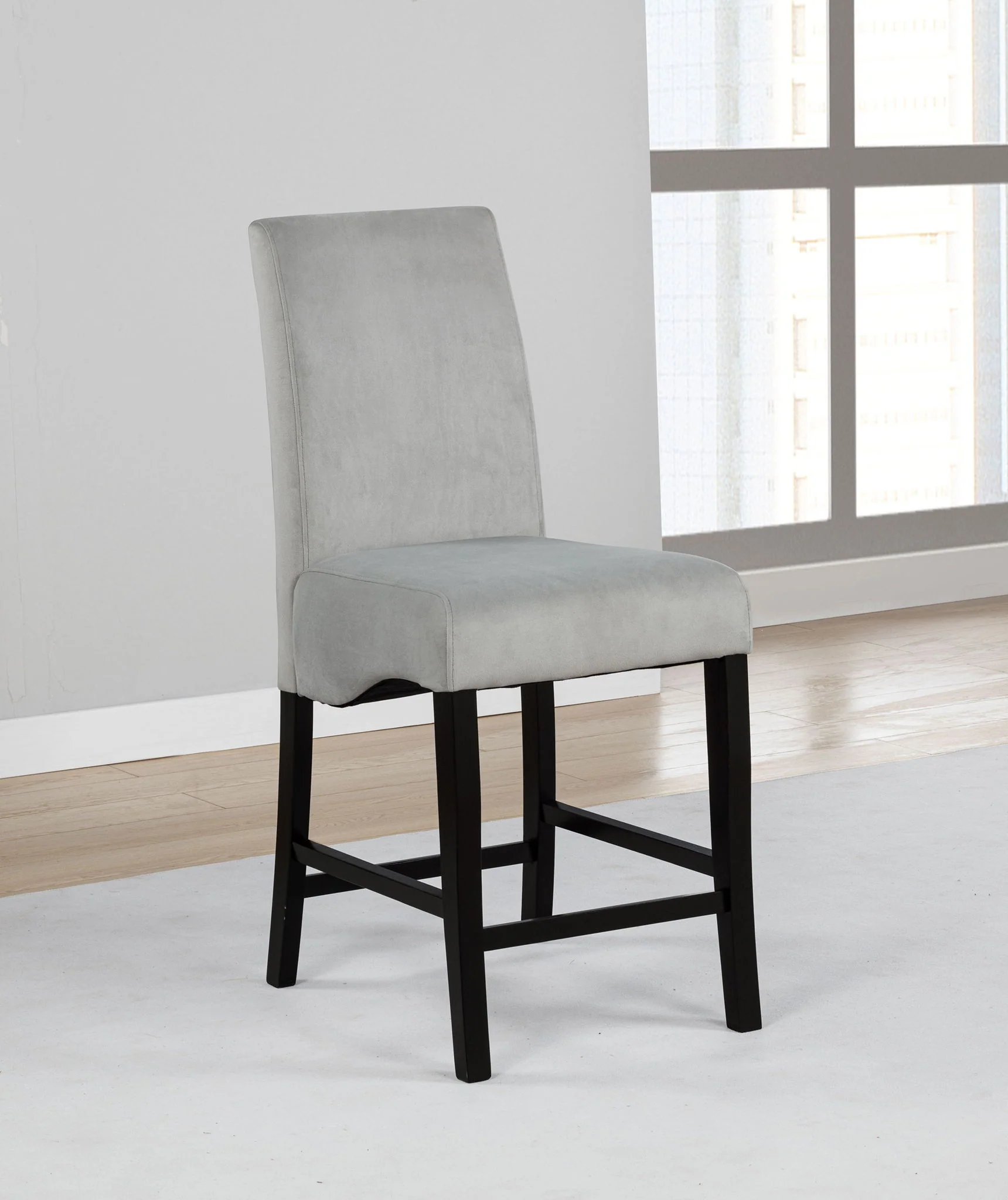 Stanton Velvet Upholstered Counter Chair Grey (Set of 2) - Image 4