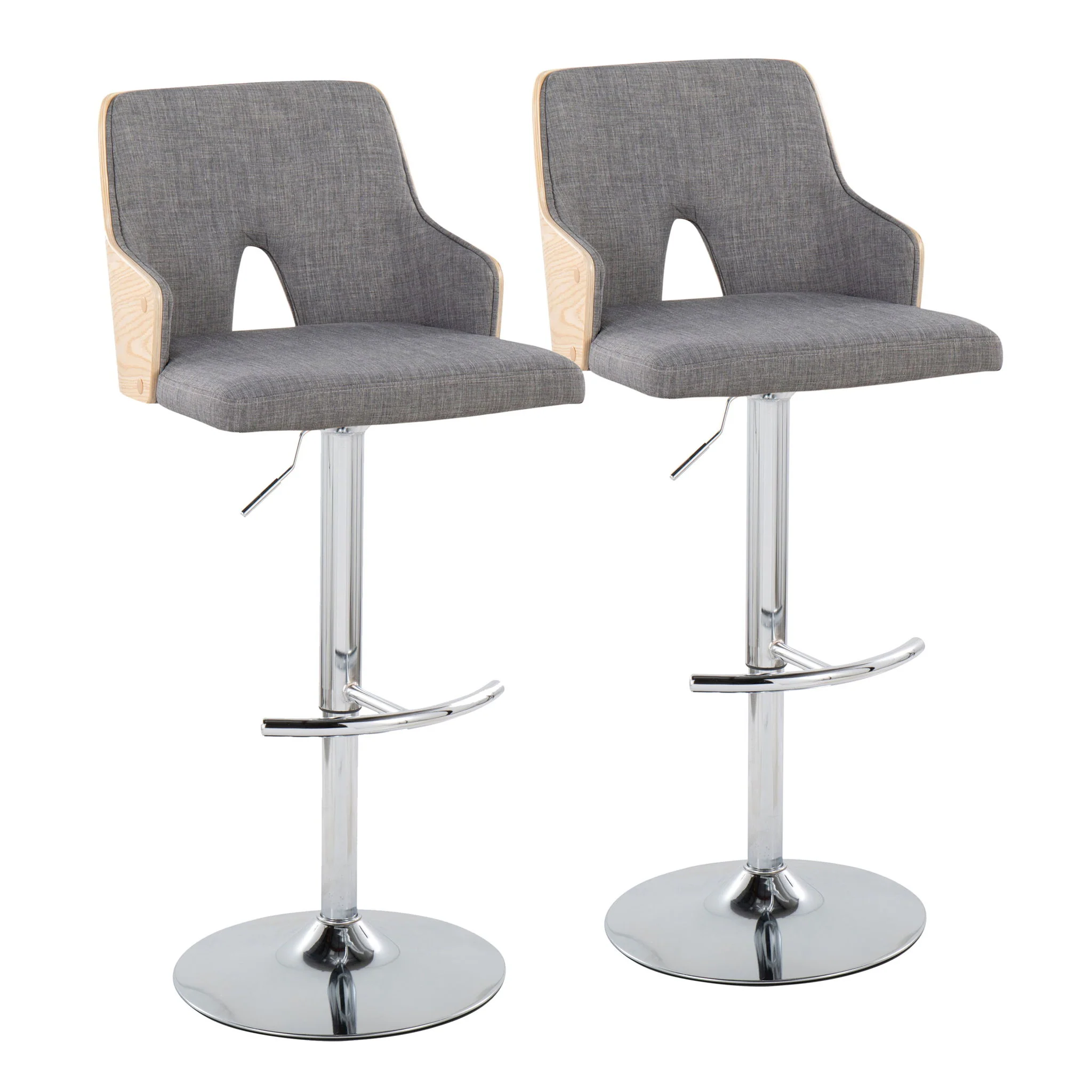 Stella - Contemporary Adjustable Barstool Stool With Swivel & Rounded T Footrest (Set of 2) - Image 2