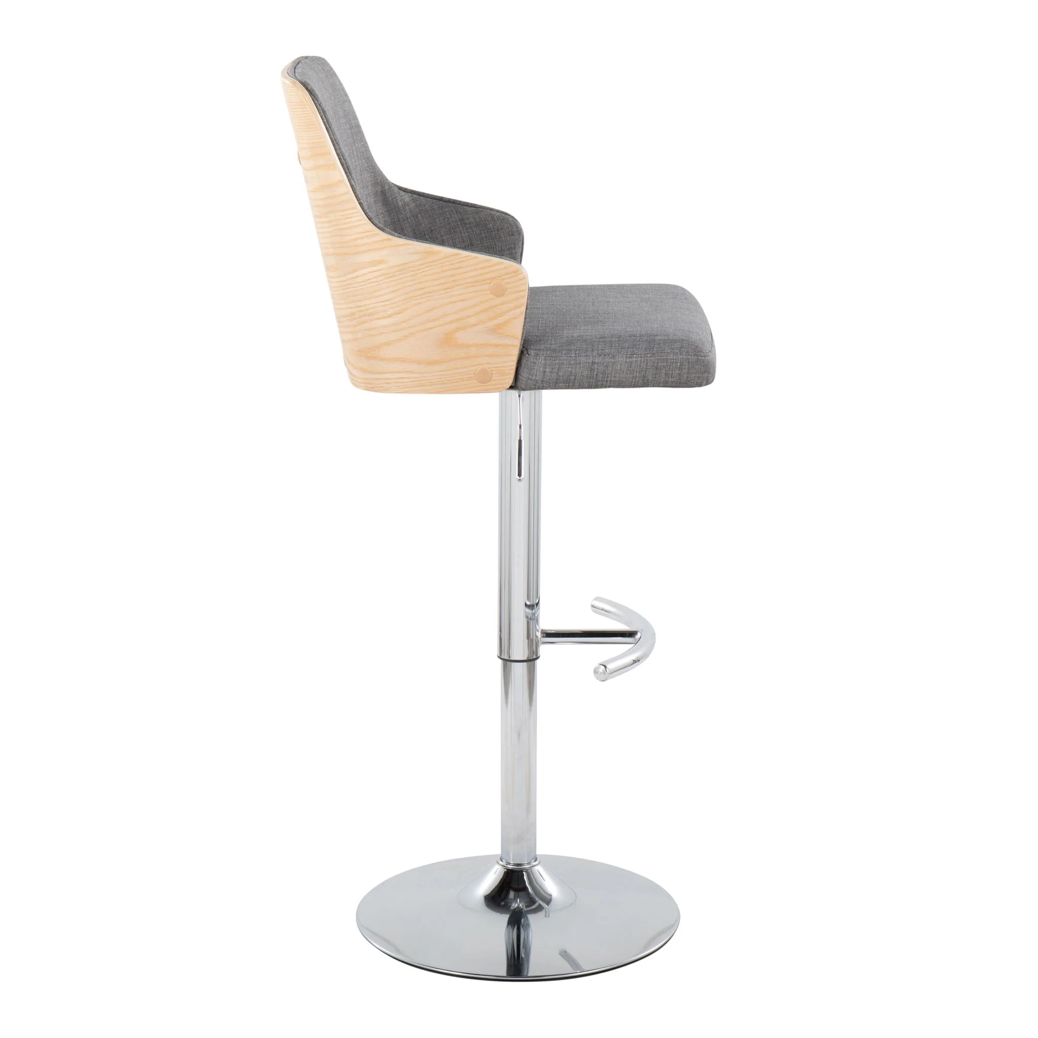 Stella - Contemporary Adjustable Barstool Stool With Swivel & Rounded T Footrest (Set of 2) - Image 4