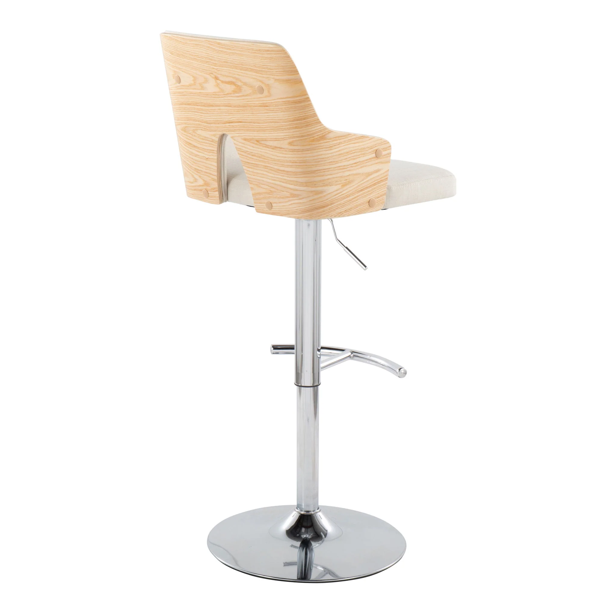 Stella - Contemporary Adjustable Barstool Stool With Swivel & Rounded T Footrest (Set of 2) - Image 5