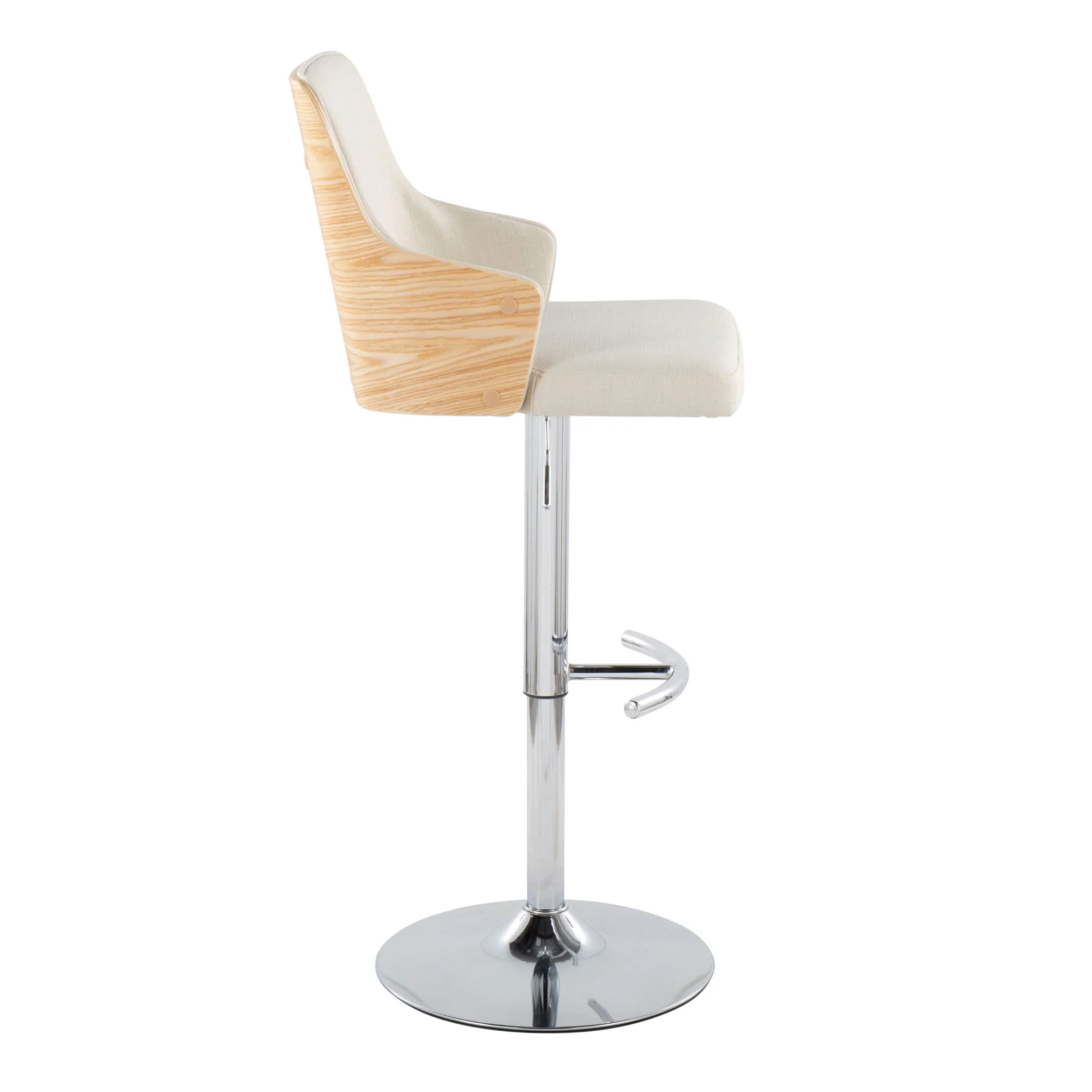 Stella - Contemporary Adjustable Barstool Stool With Swivel & Rounded T Footrest (Set of 2) - Image 6