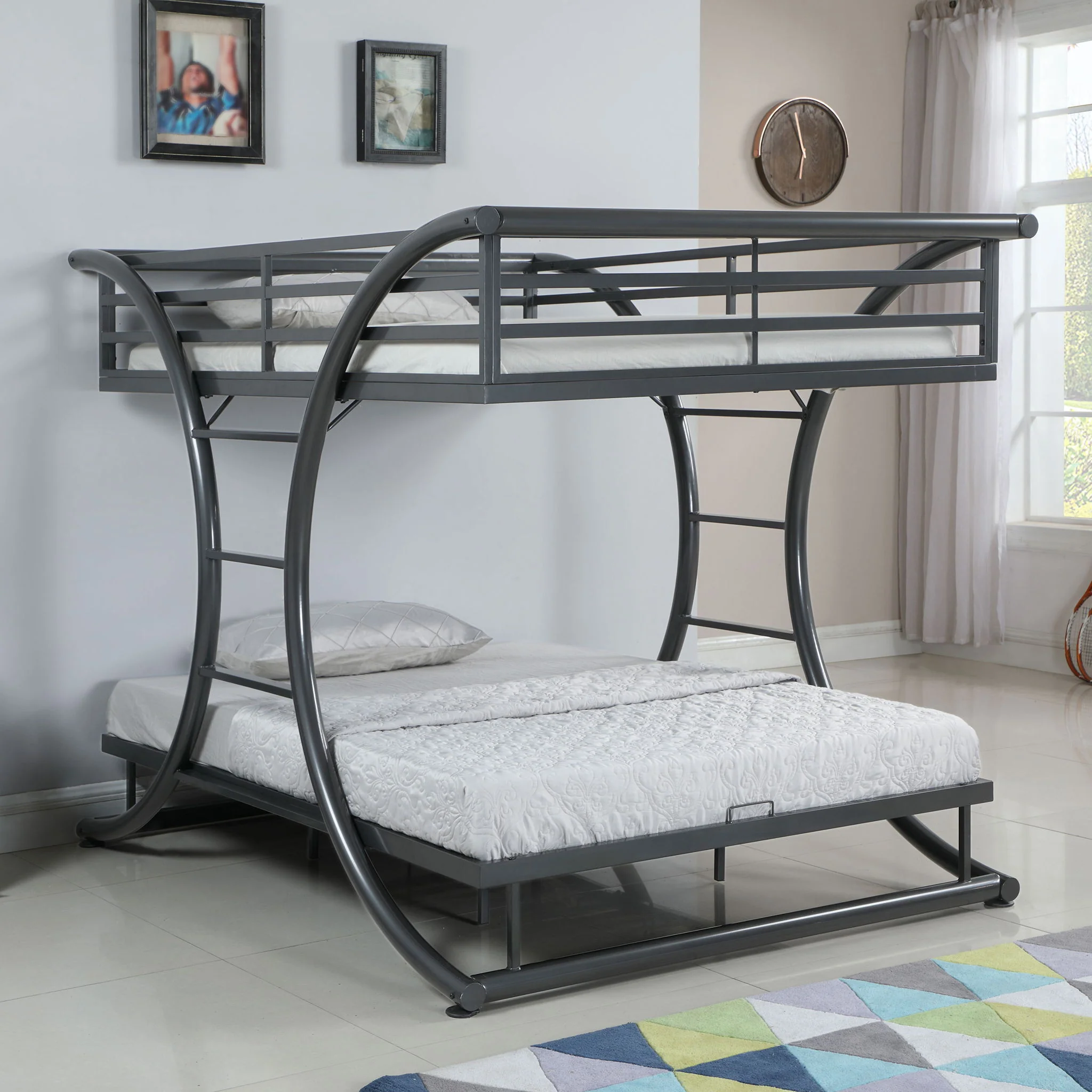 Stephan Metal Full Over Full Bunk Bed Gunmetal - Image 3