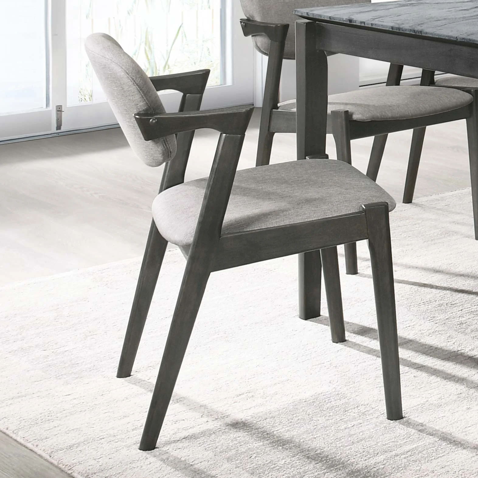 Stevie Padded Wood Dining Arm Chair Black (Set of 2) - Image 3