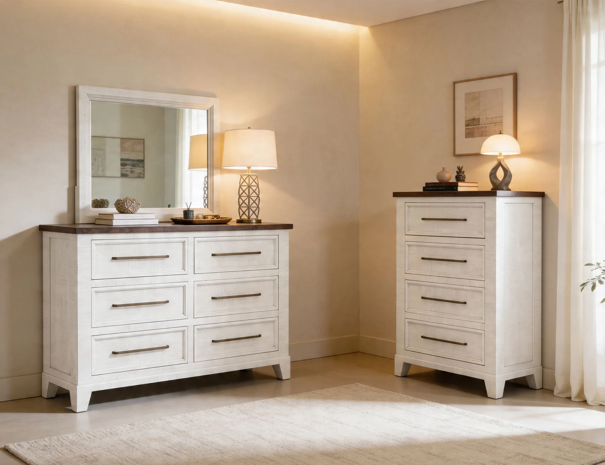 Stoa - 4 Drawer Chest - White / Brown - Image 4