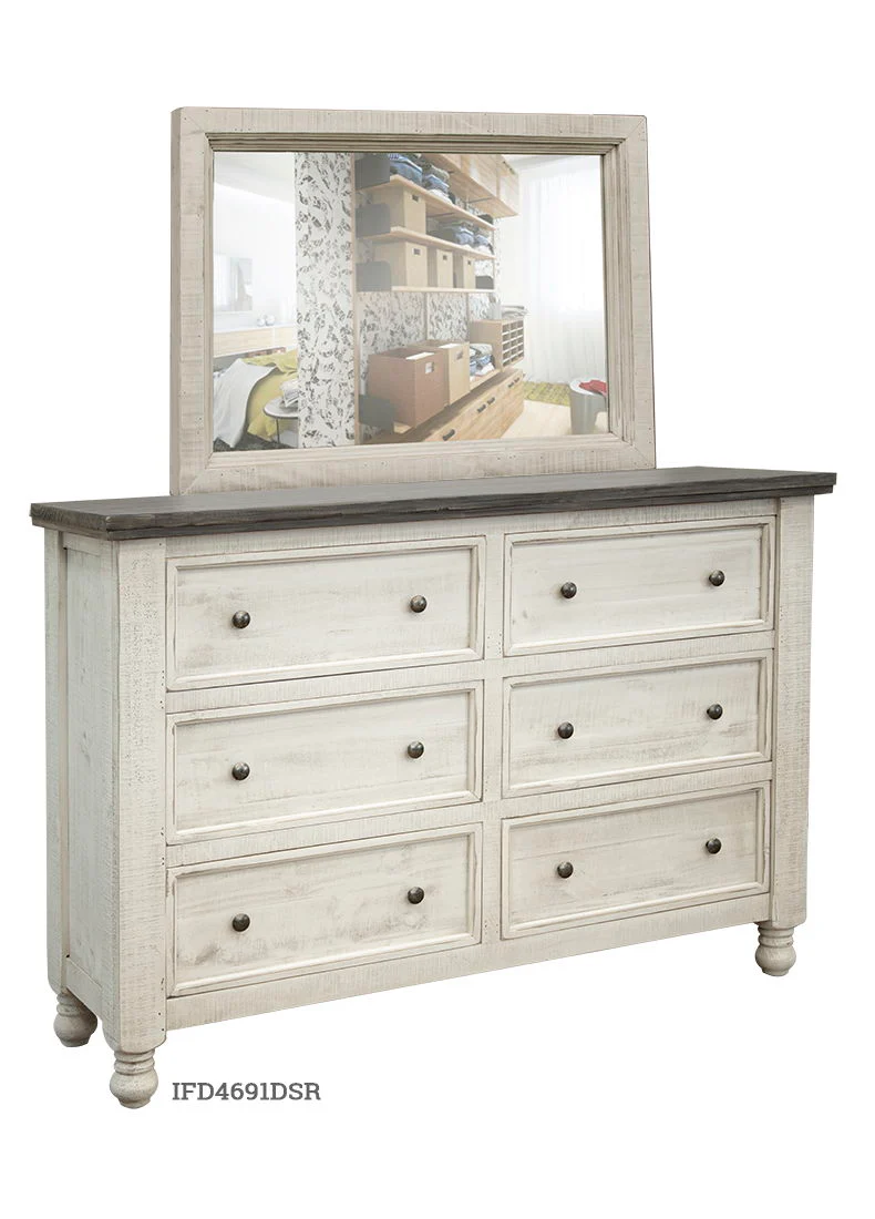Stone - Dresser With 6 Drawers - Antiqued Ivory / Weathered Gray - Image 3