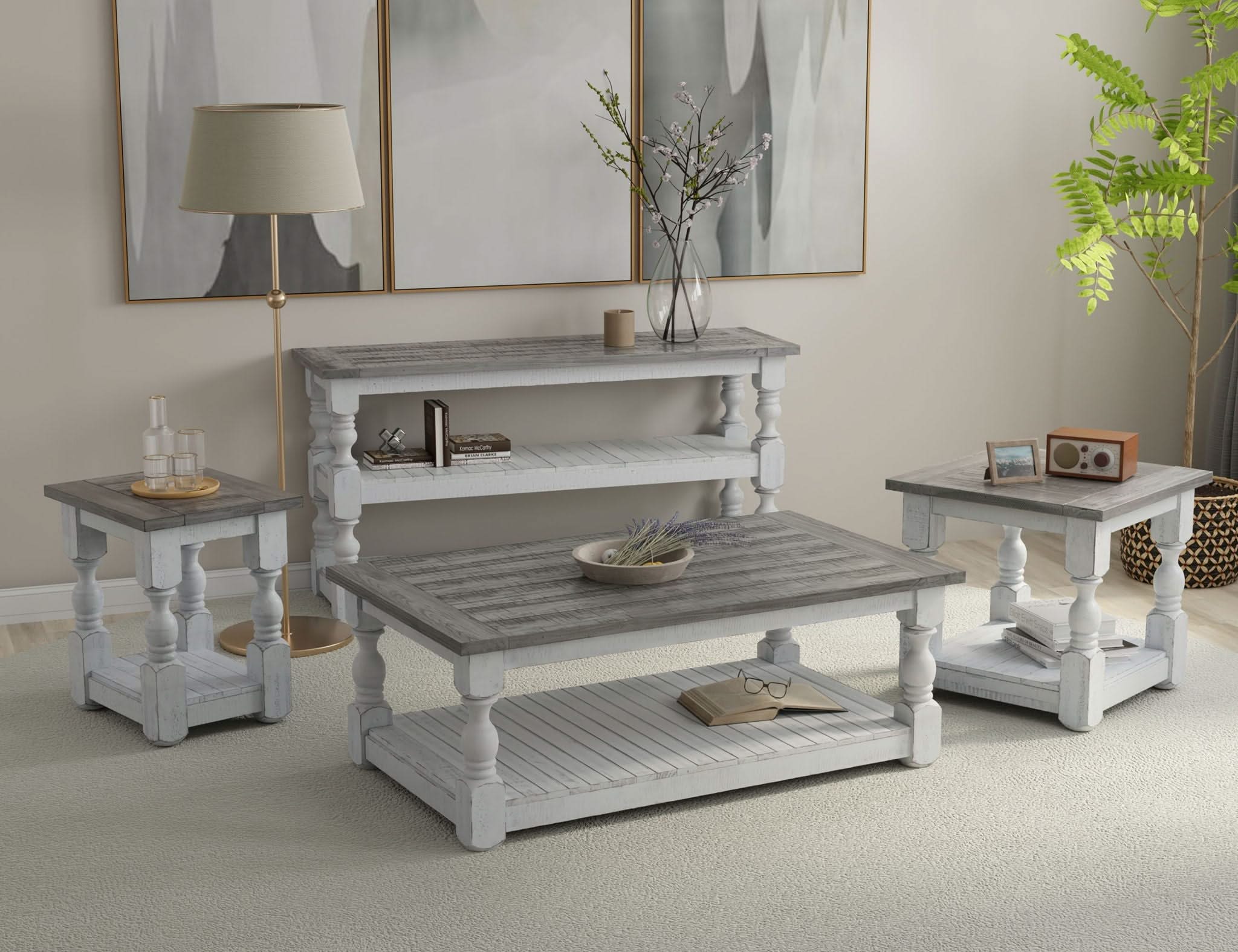 Stone - End Table - Antiqued Ivory / Weathered Gray - Image 3