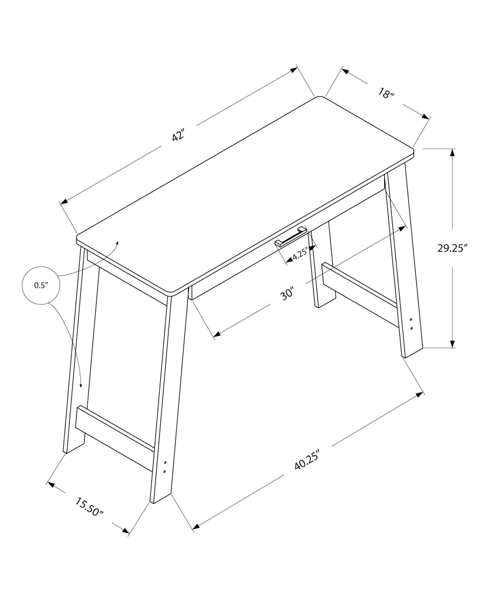 Stylish Design Computer Desk For Home Office Storage Drawers, Contemporary & Modern - Image 4