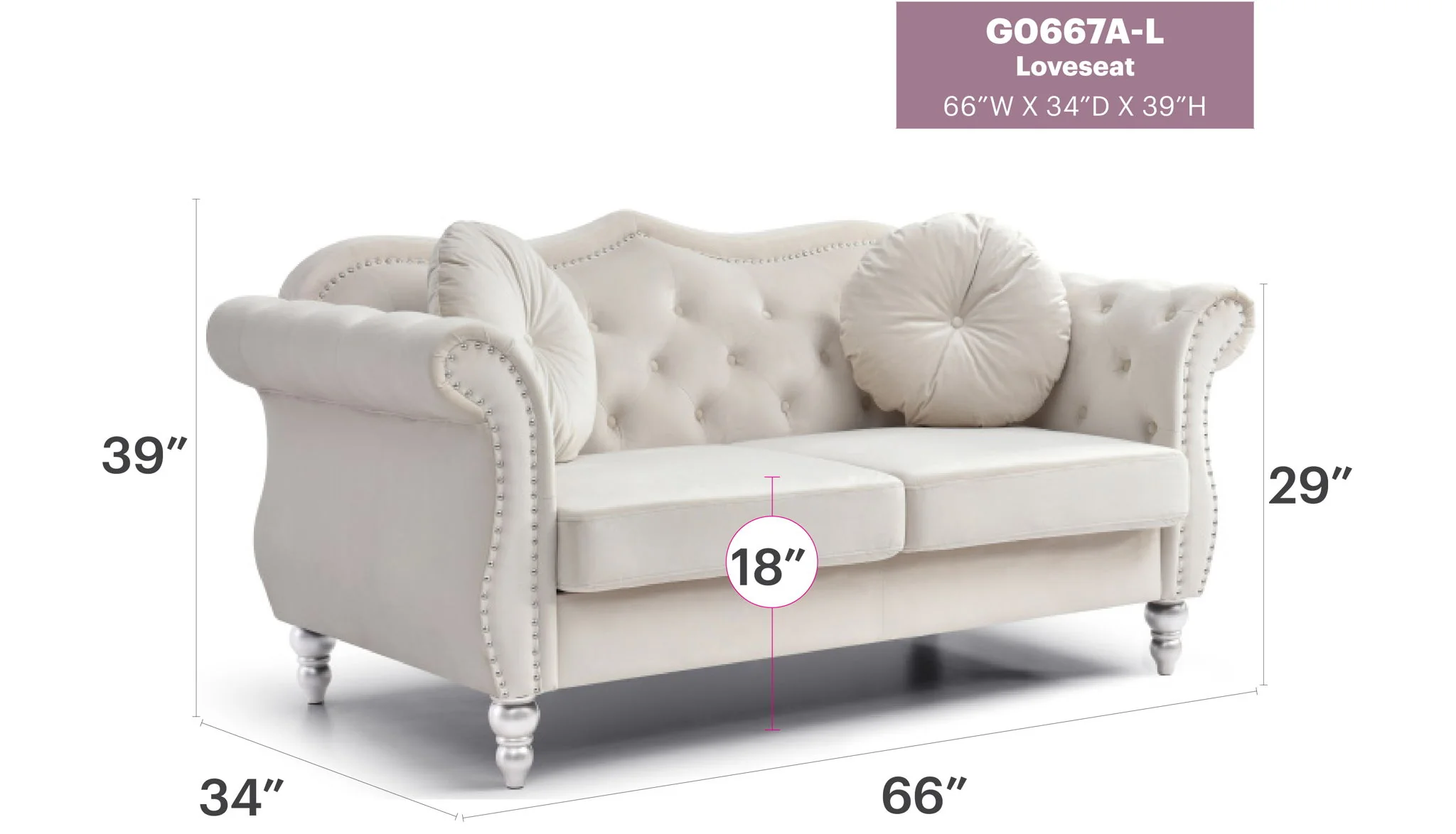 Stylish Flared Arm Loveseat - Image 7