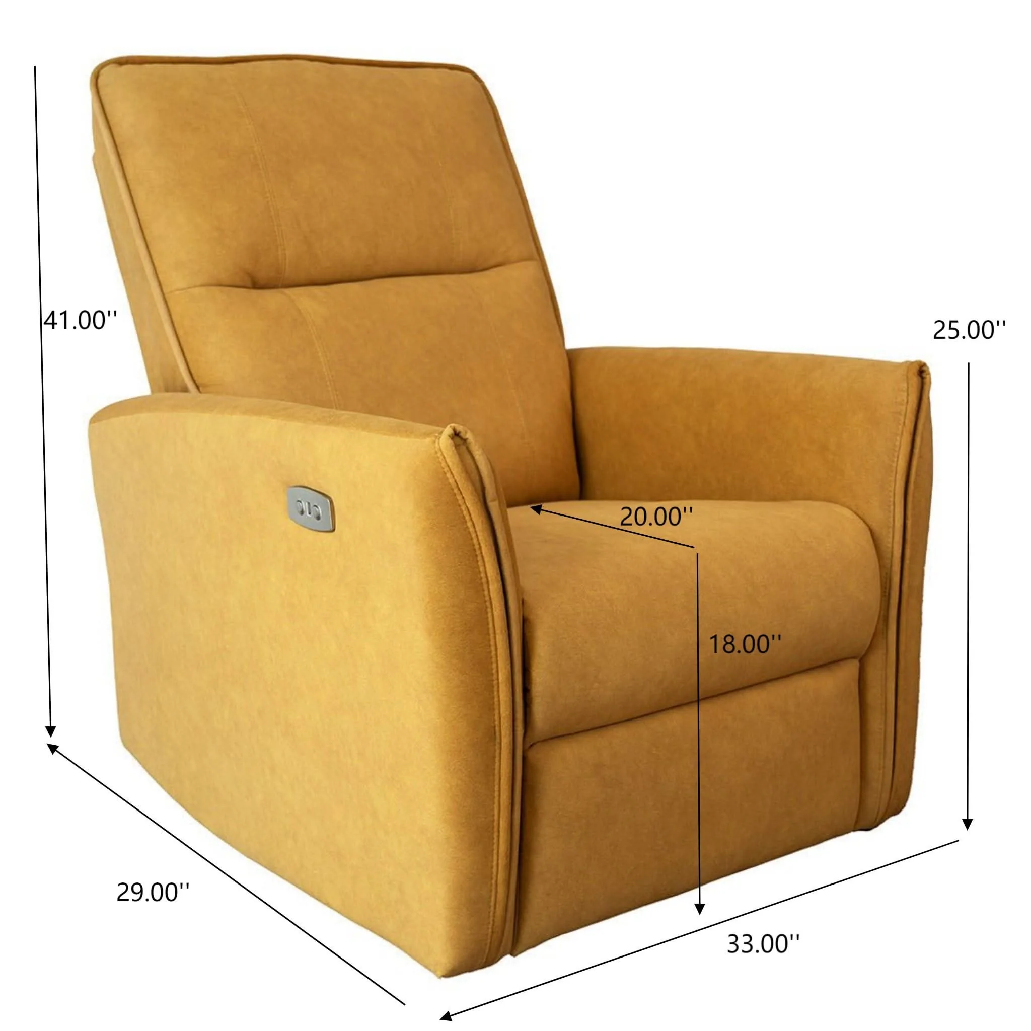 Suede Recliner Chair - Dark Yellow - Image 3
