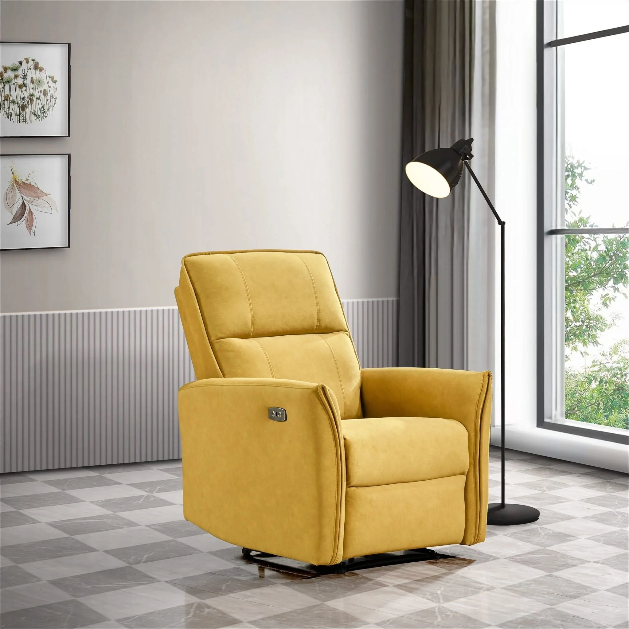 Suede Recliner Chair - Dark Yellow - Image 4