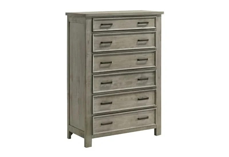 Sullivan Grey 6 Drawer Chest with Fabric-Lined Top Drawer - Image 2