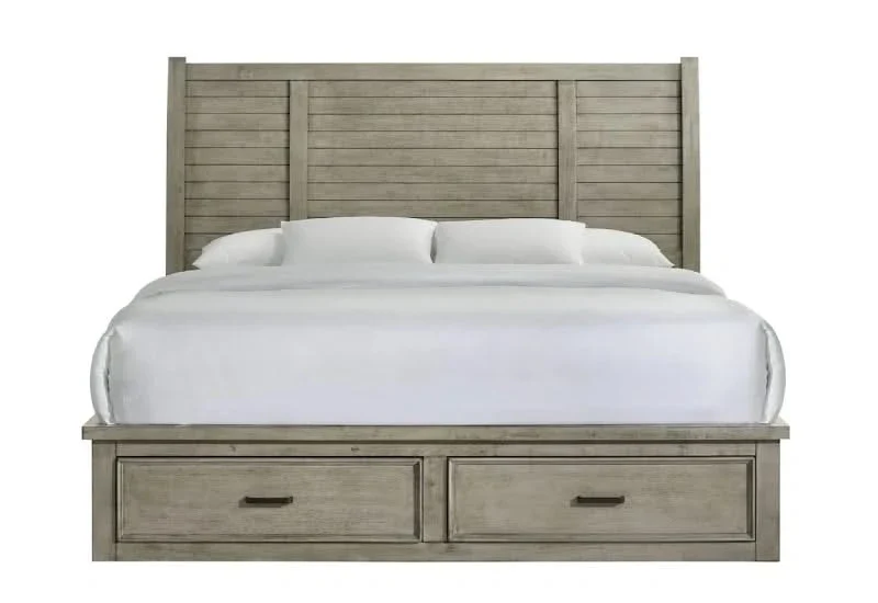 Sullivan Drift Grey King Storage Bed with Six Built-In Drawers