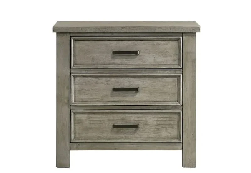 Sullivan Grey 3 Drawer Nightstand with Contemporary Storage
