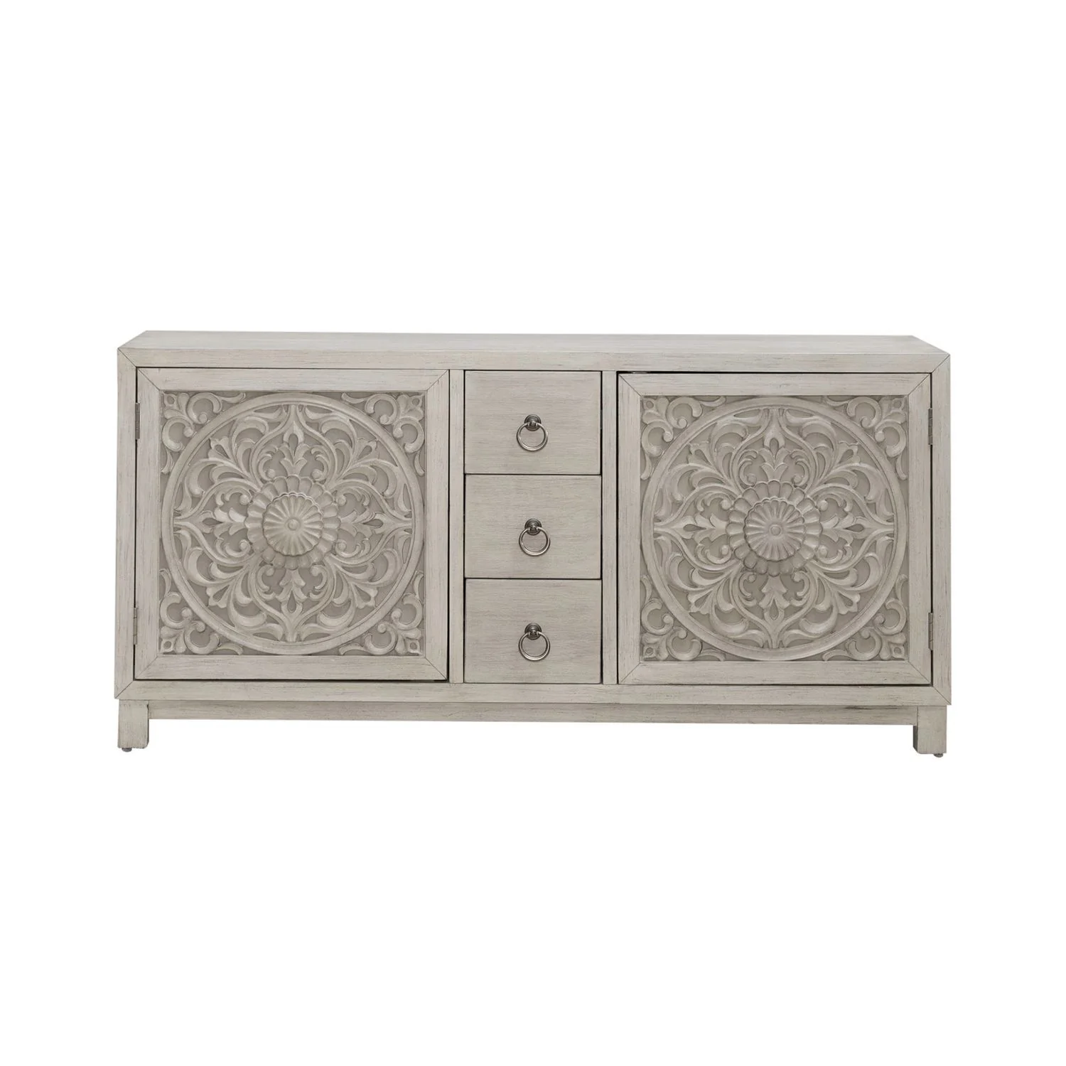 Sundance - 2 Door 3 Drawer Wood Accent Cabinet - Antique Linen - Image 4